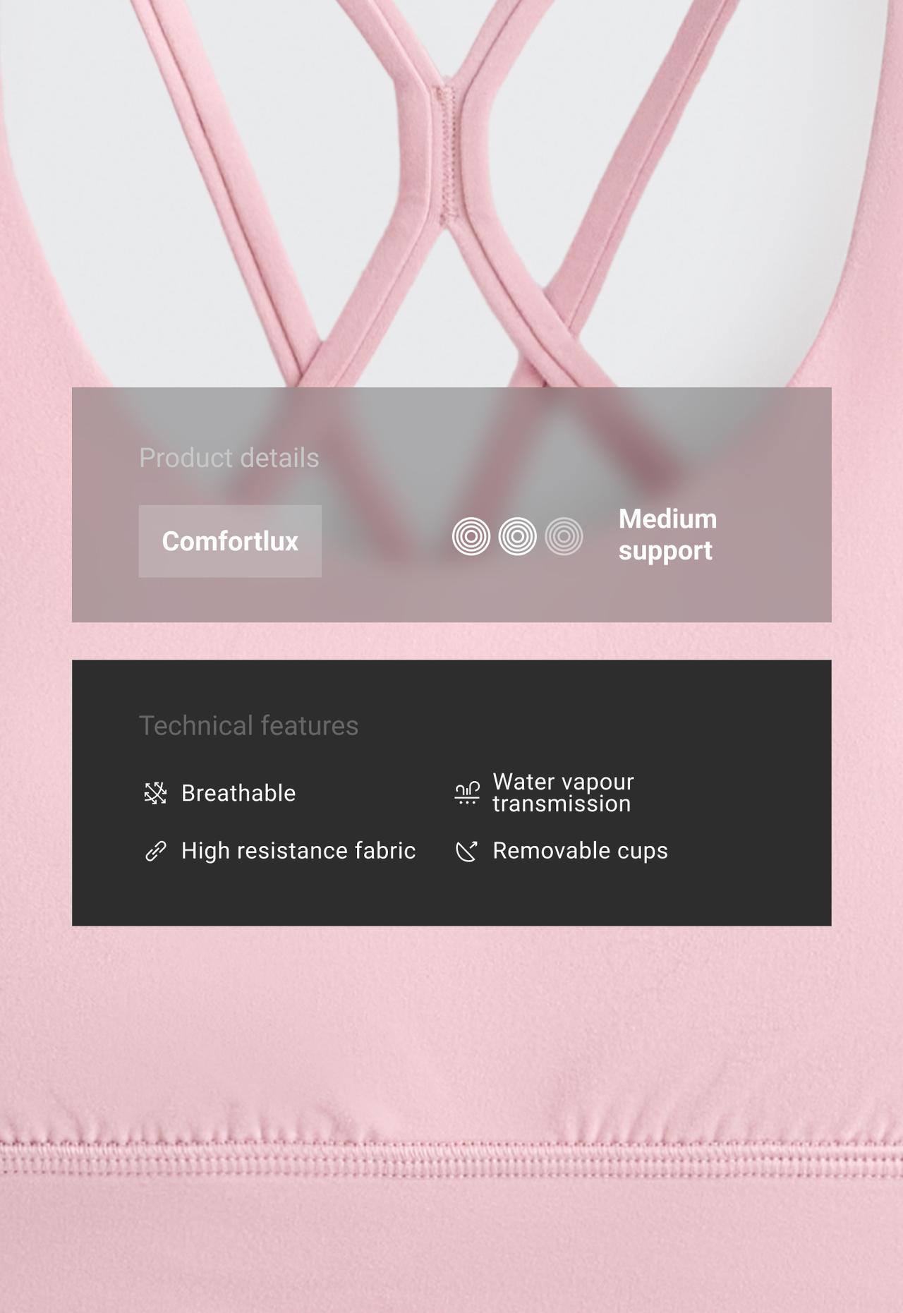 Medium support Comfortlux sports bra with cup — PALE PINK