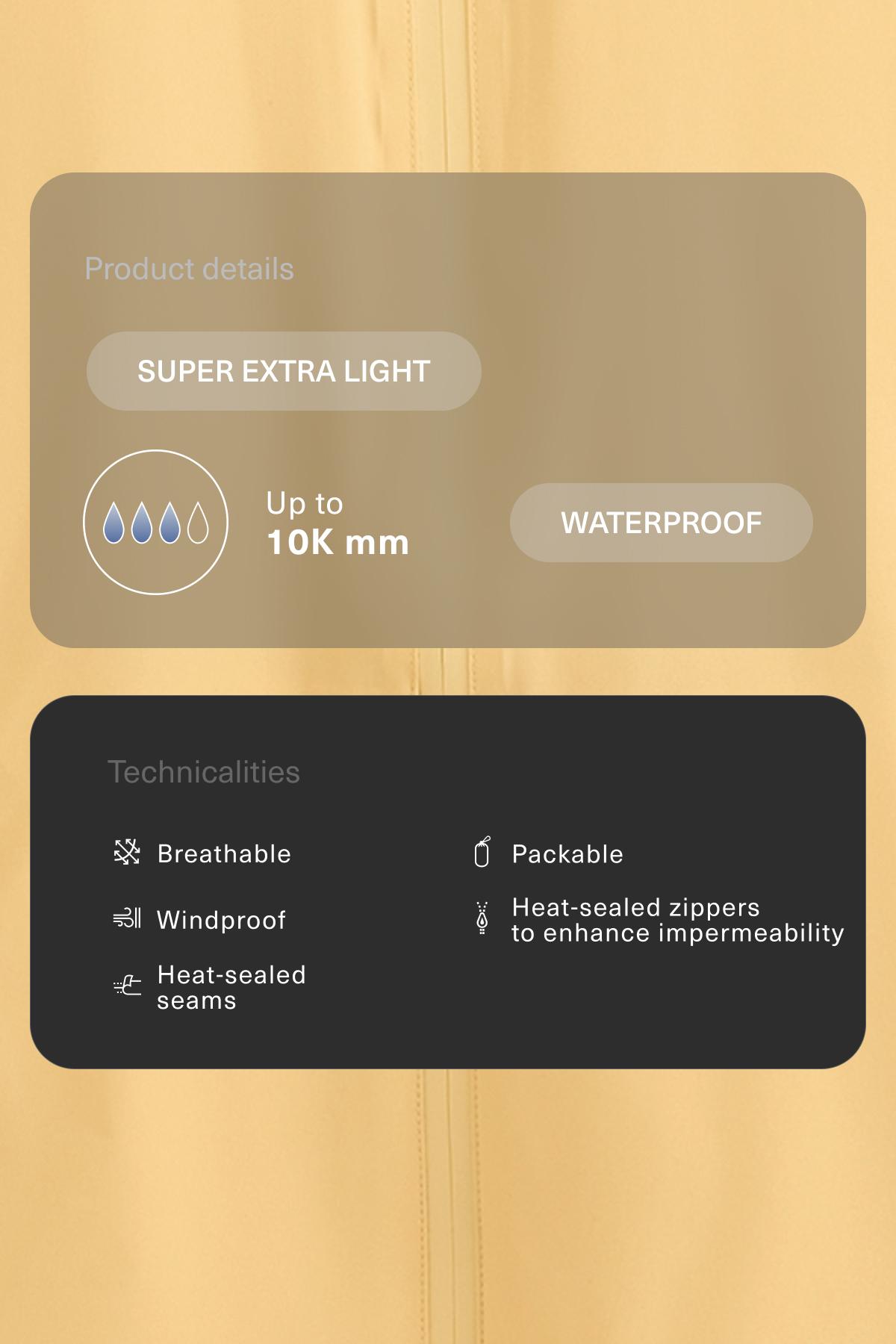 Packable super extra lightweight 10k waterproof jacket — MID-YELLOW