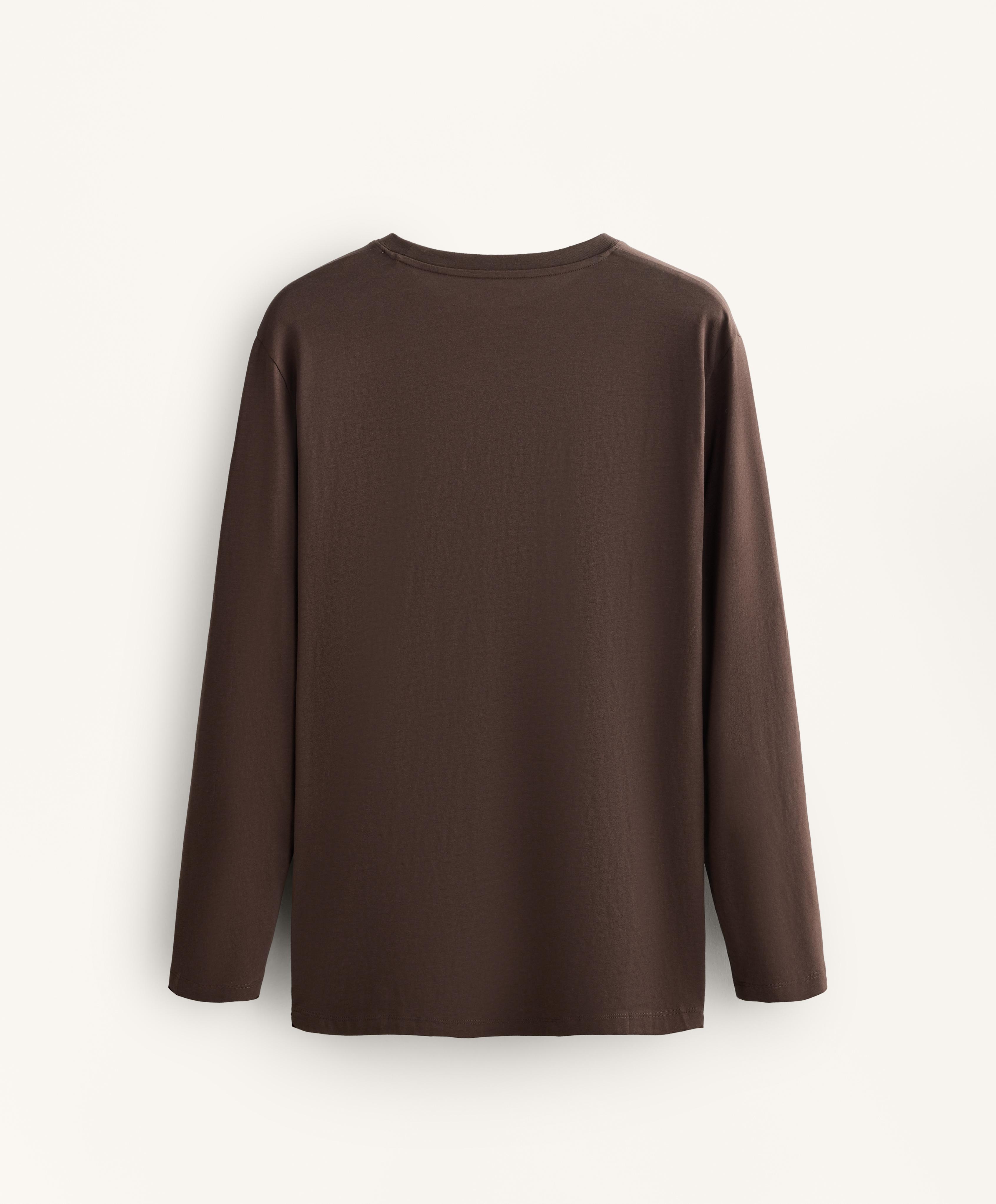 Oversize cotton blend long-sleeve T-shirt — BROWN