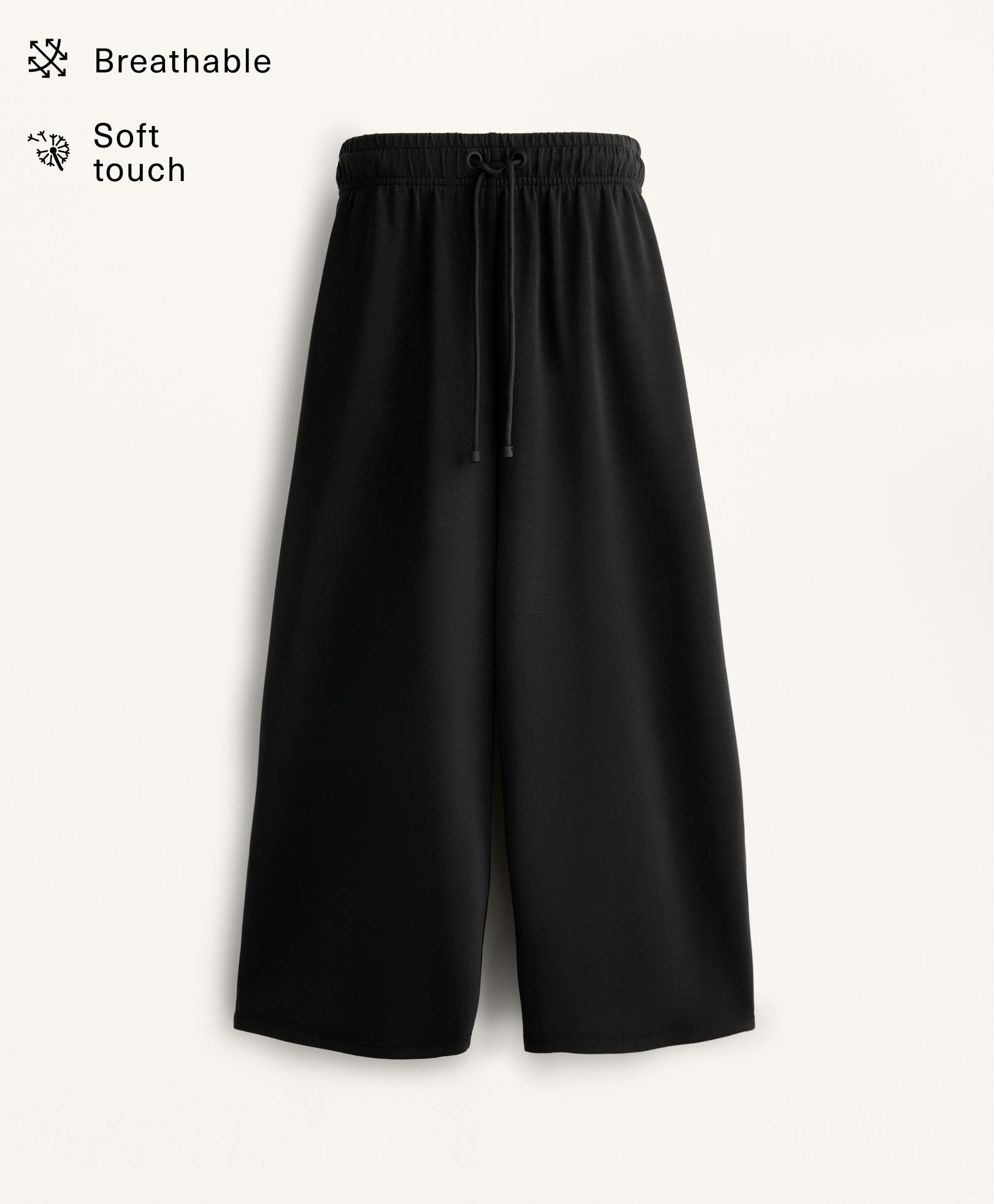 Soft-touch wide-leg crop trousers with modal