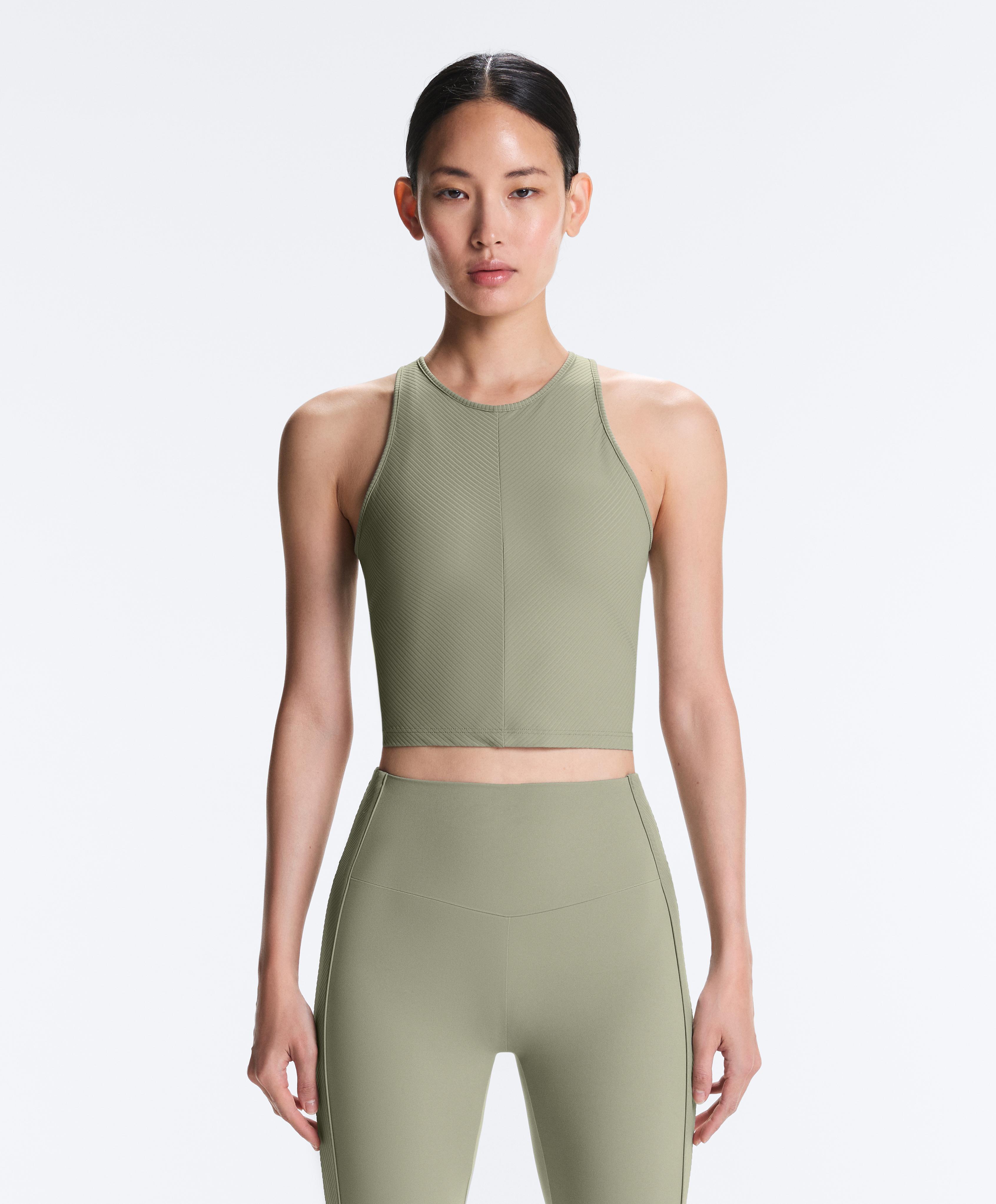 Rib Comfortlux halter tank top — PALE GREEN