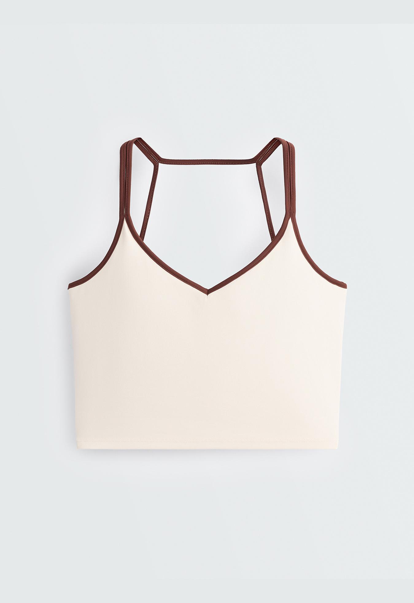 Comfortlux contrast strap tank top — PALE ECRU