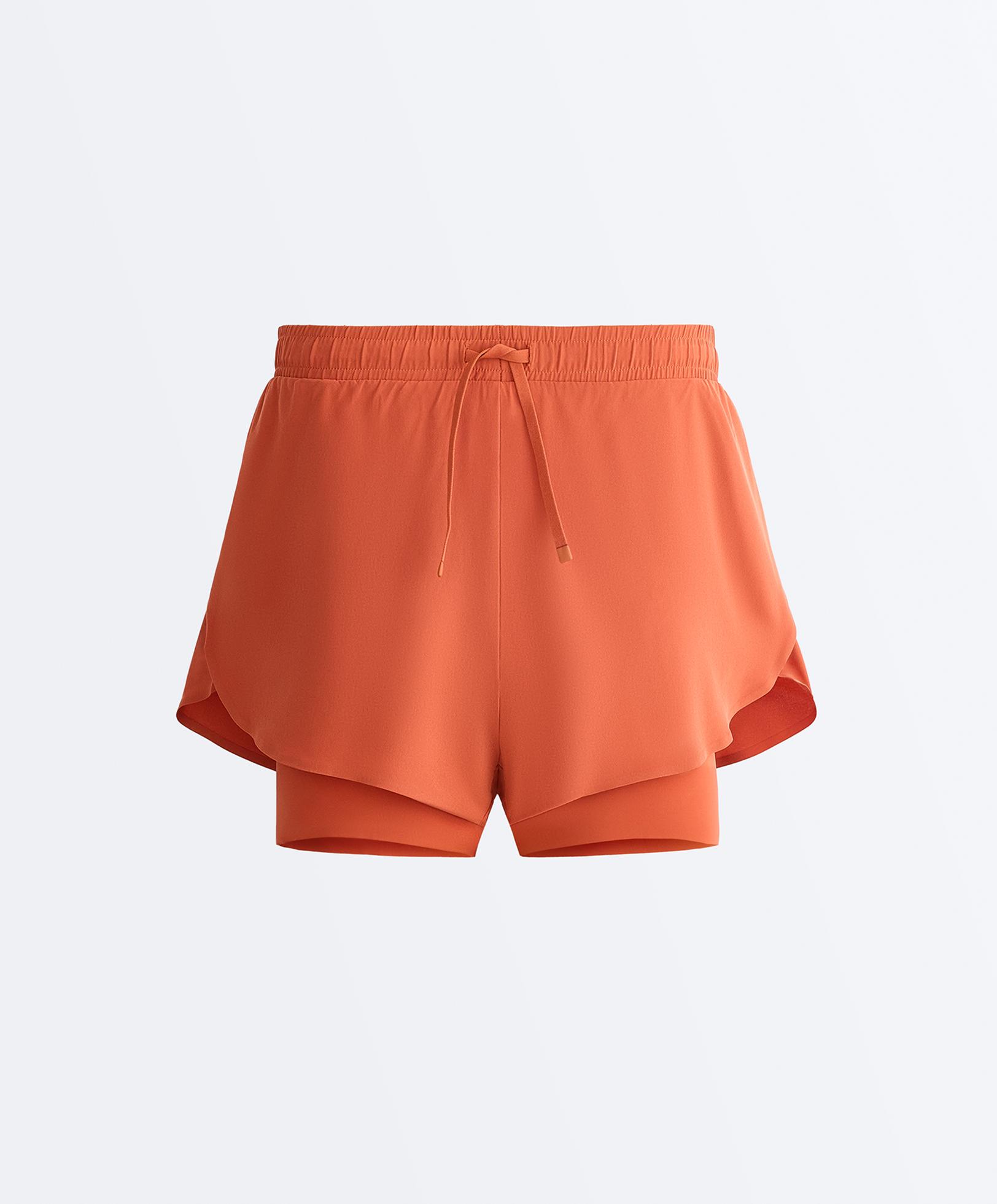 Light Touch 2-in-1 mid-rise shorts — TERRACOTTA