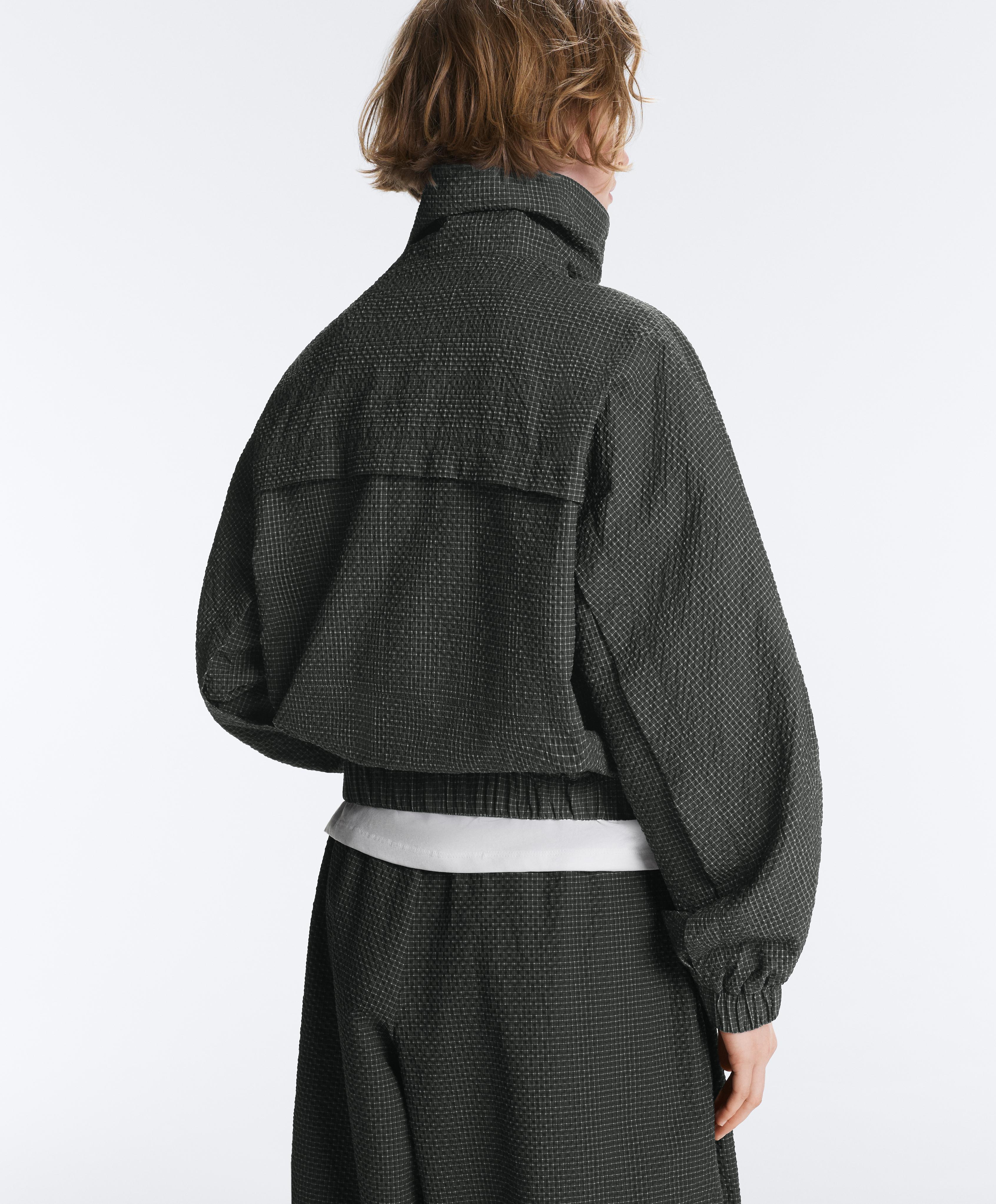 Water-repellent checked nylon track jacket — BLACK