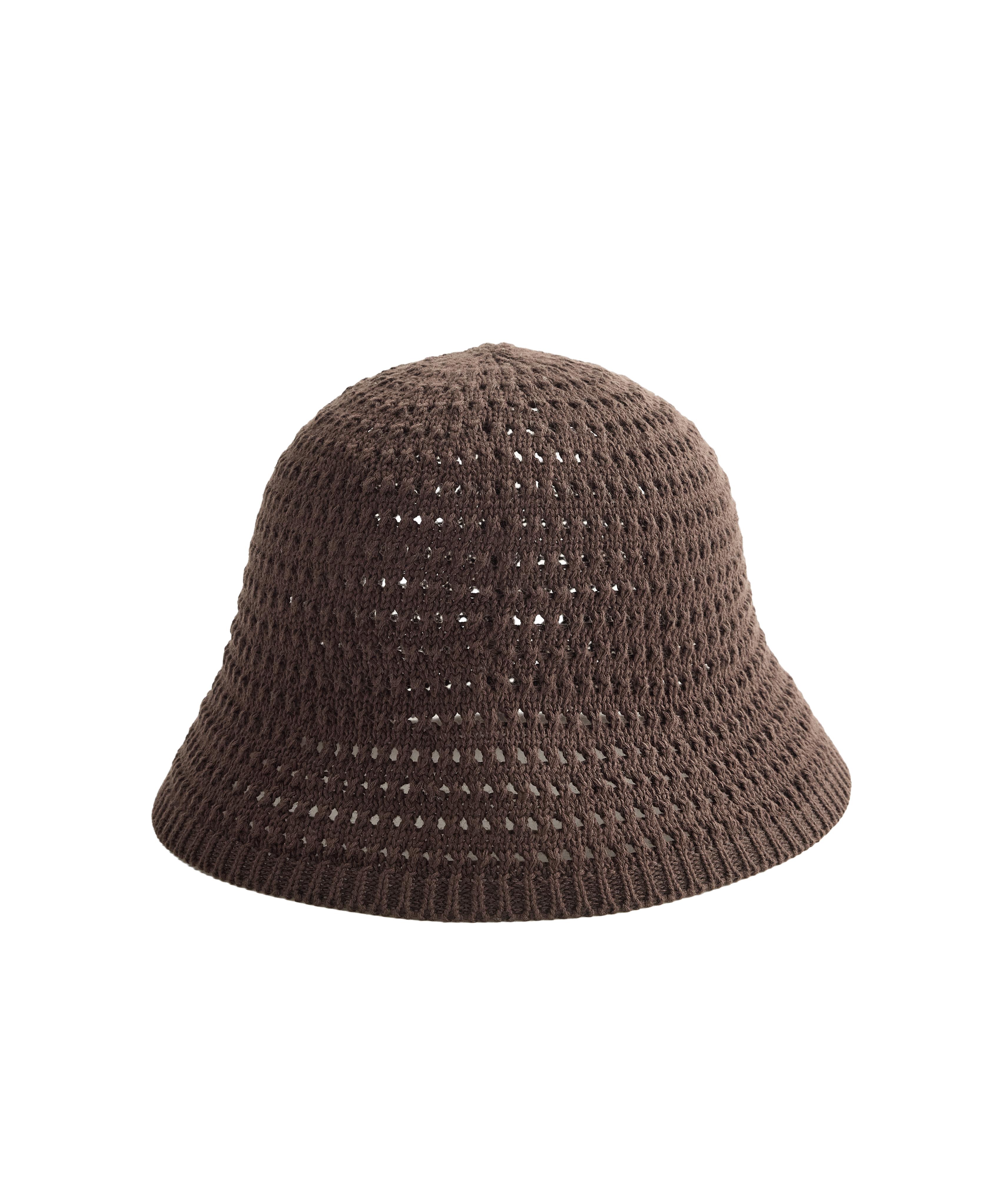 100% cotton crochet bucket hat — BROWN