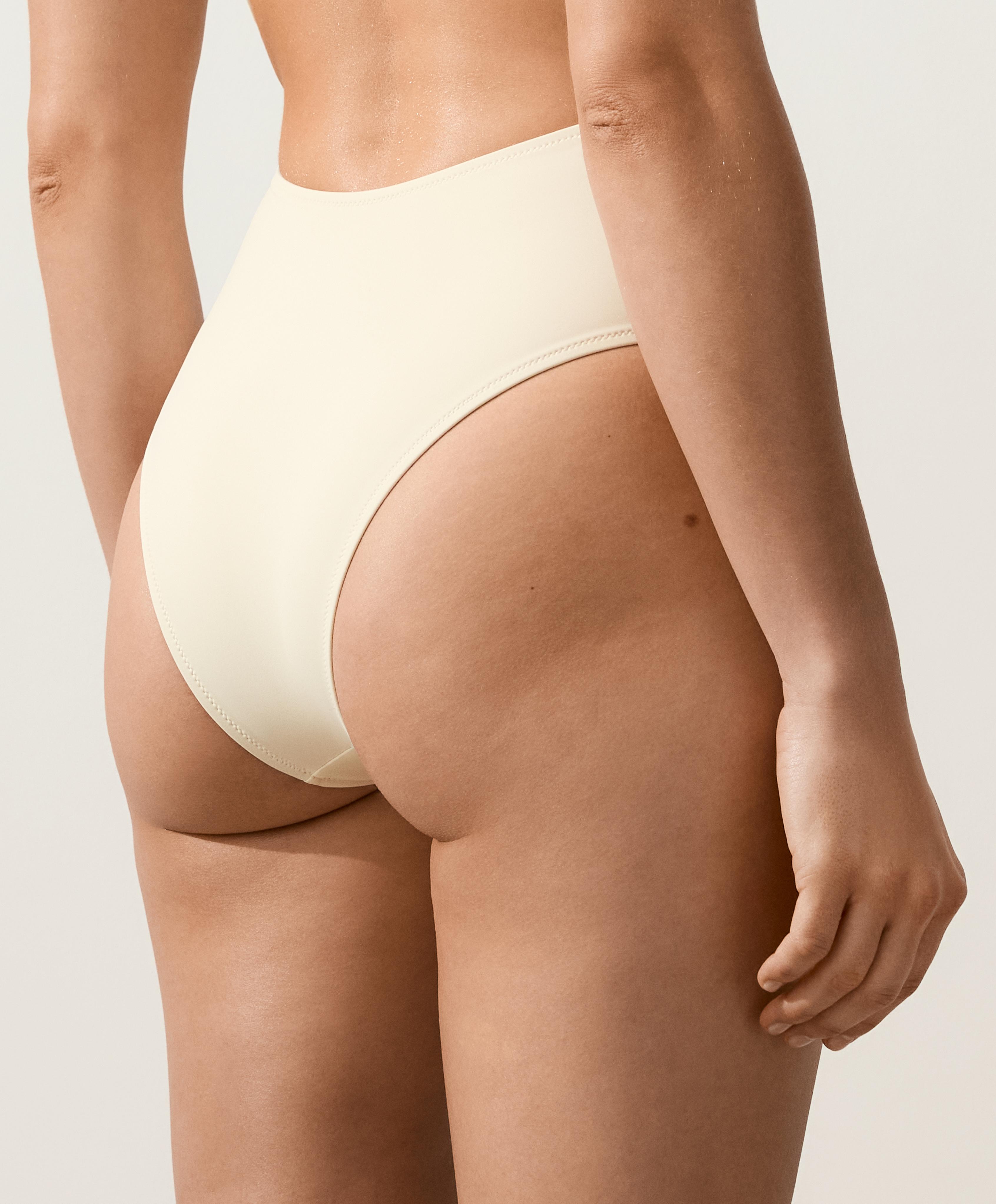 Asymmetric strap trikini — ECRU