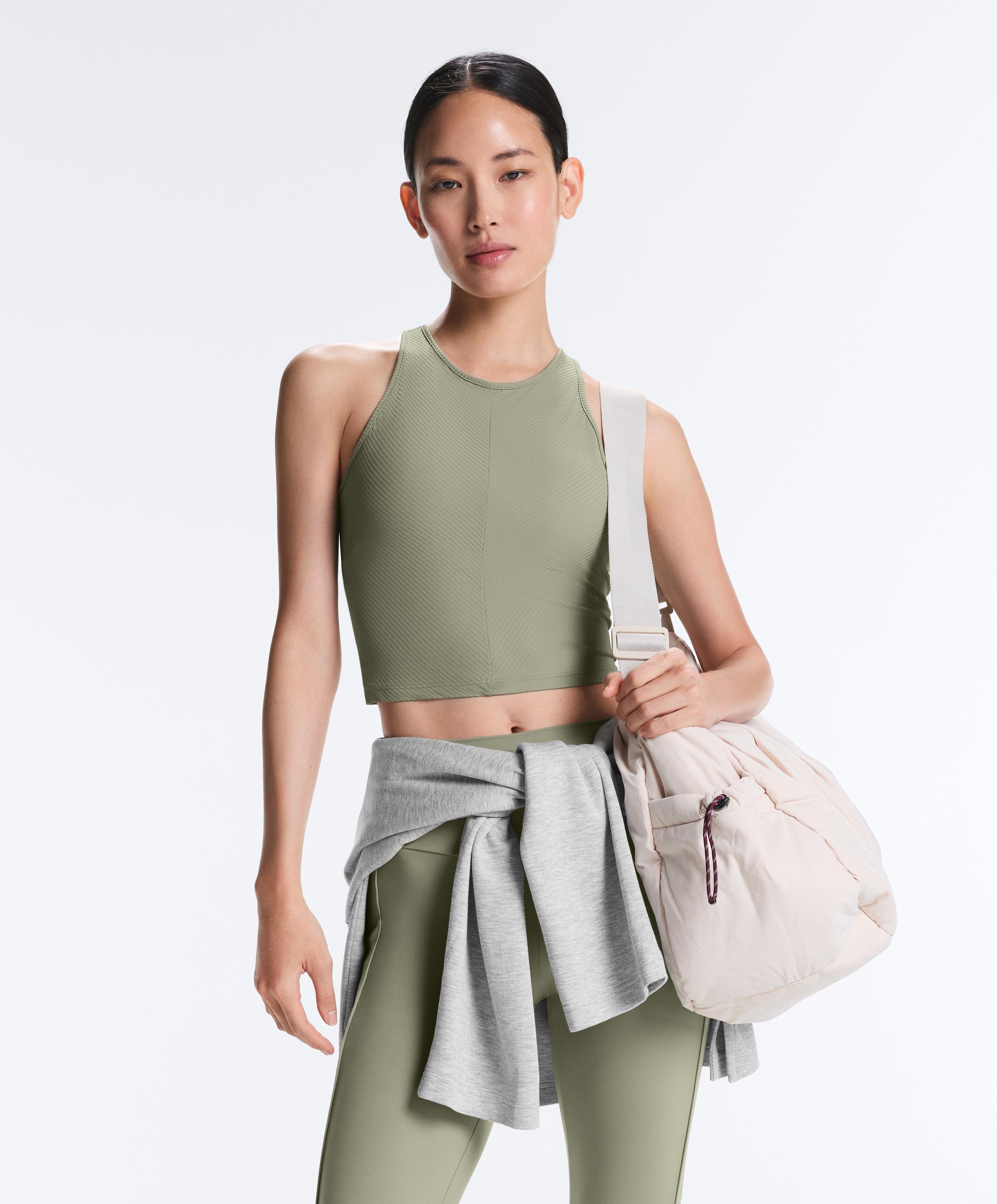Rib Comfortlux halter tank top — PALE GREEN