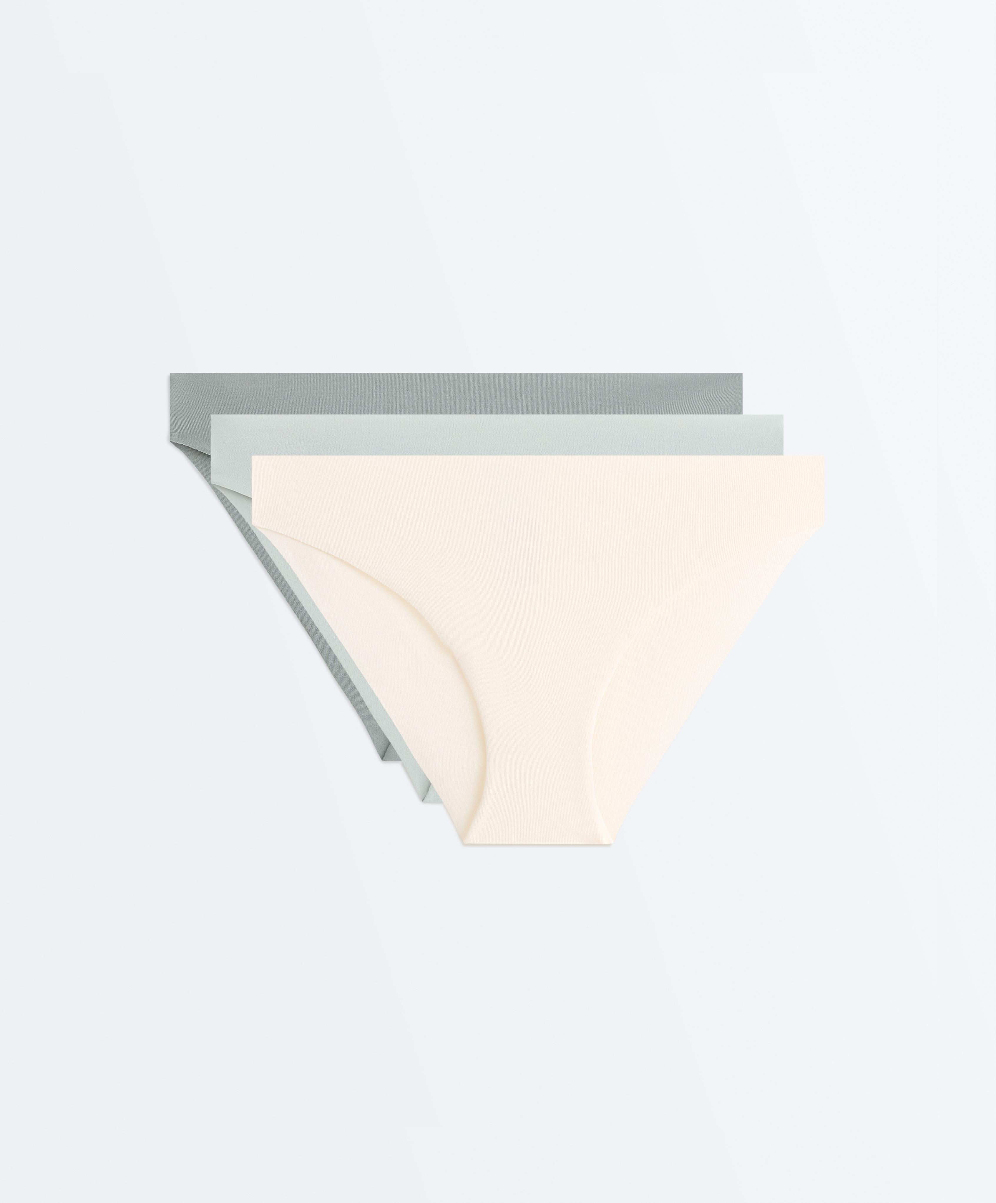 3 invisible cotton blend classic bikini briefs — BLUE GREEN