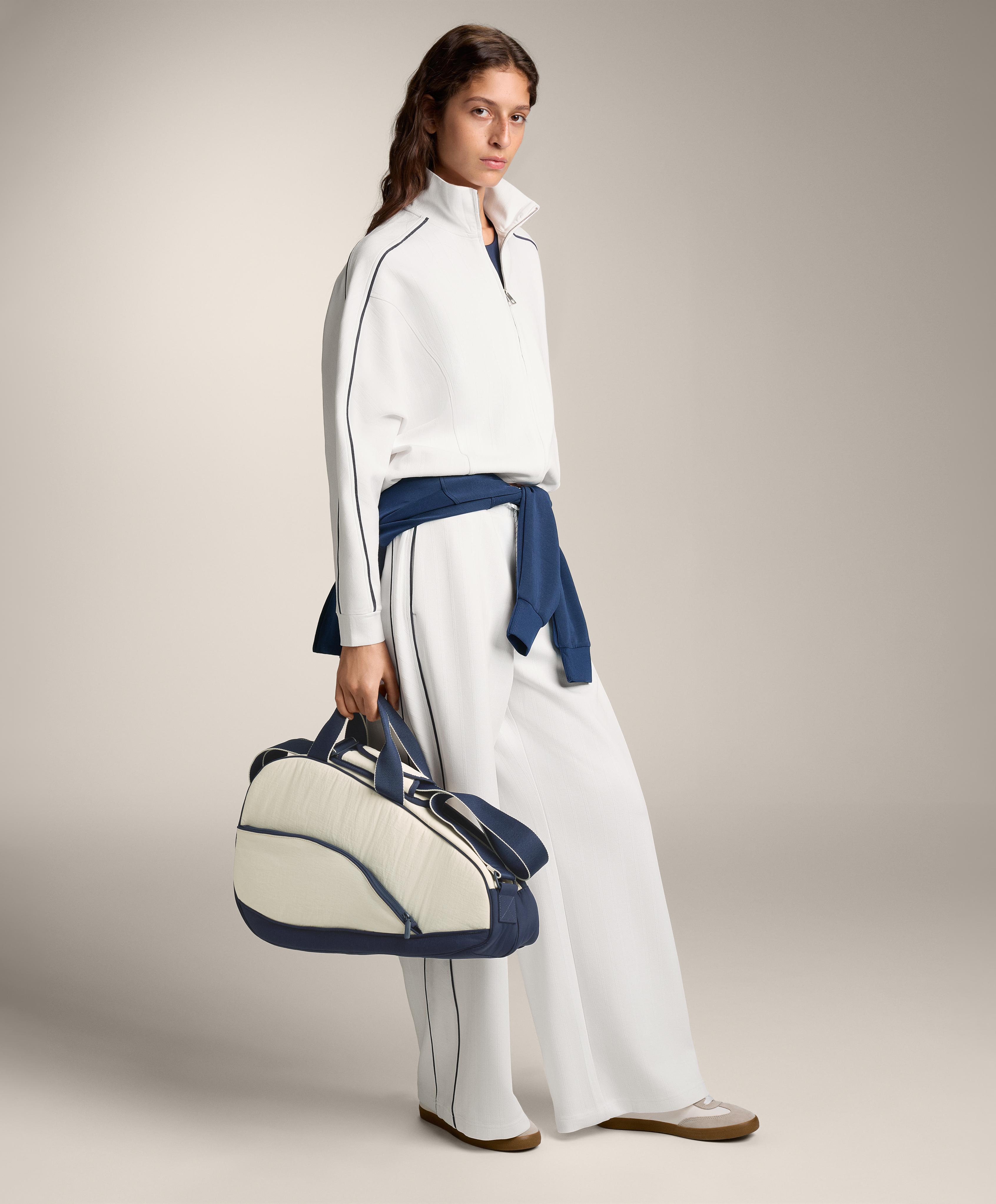 Piqué jacket with side piping and cotton — WHITE 