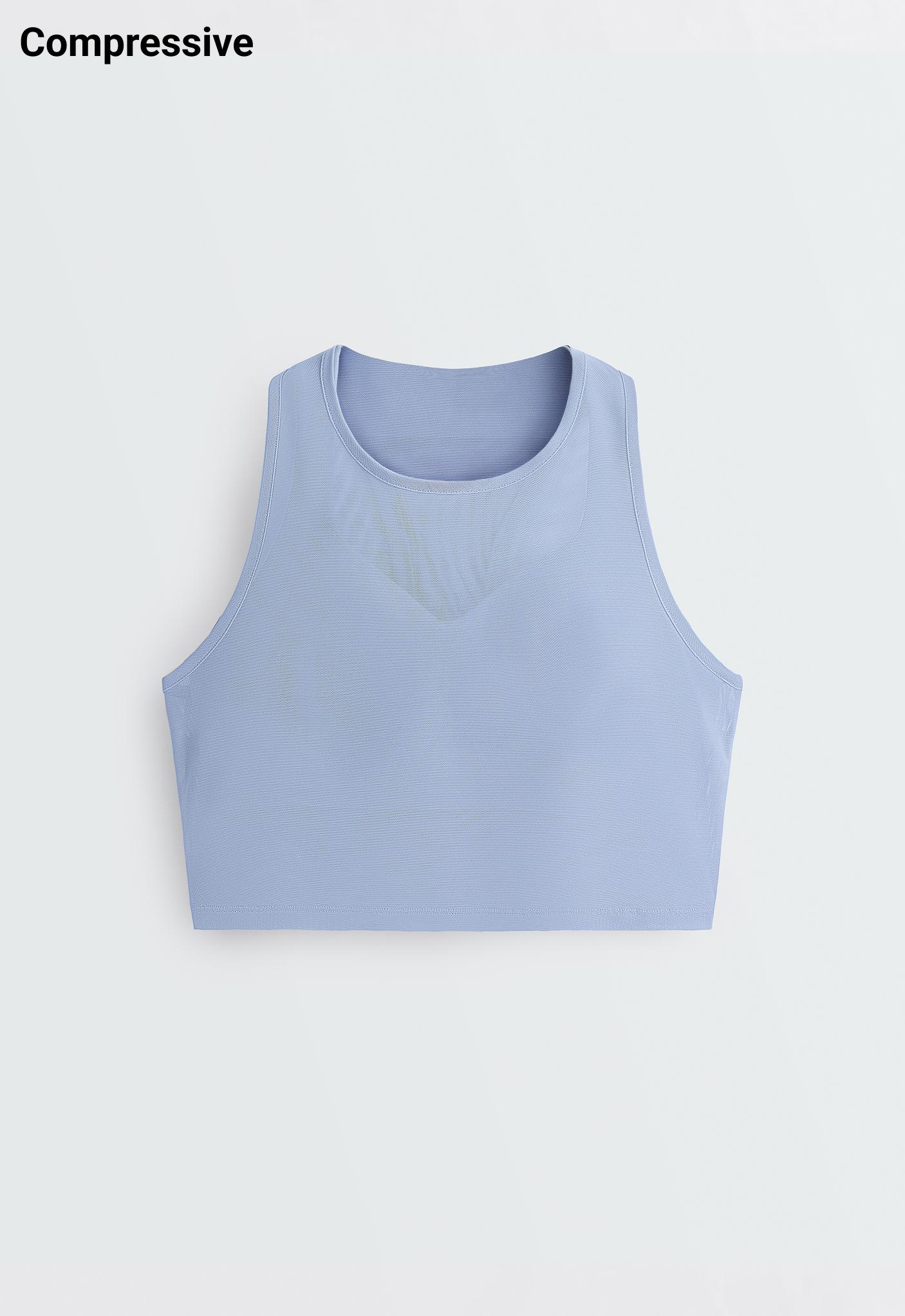 Sheer compressive tank top — MID GREY-BLUE