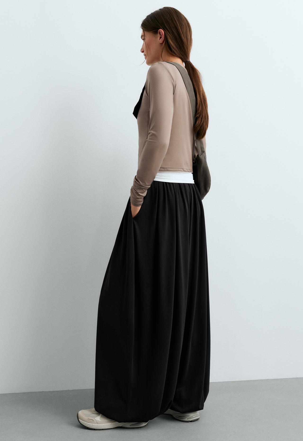Modal blend Balloon trousers — BLACK