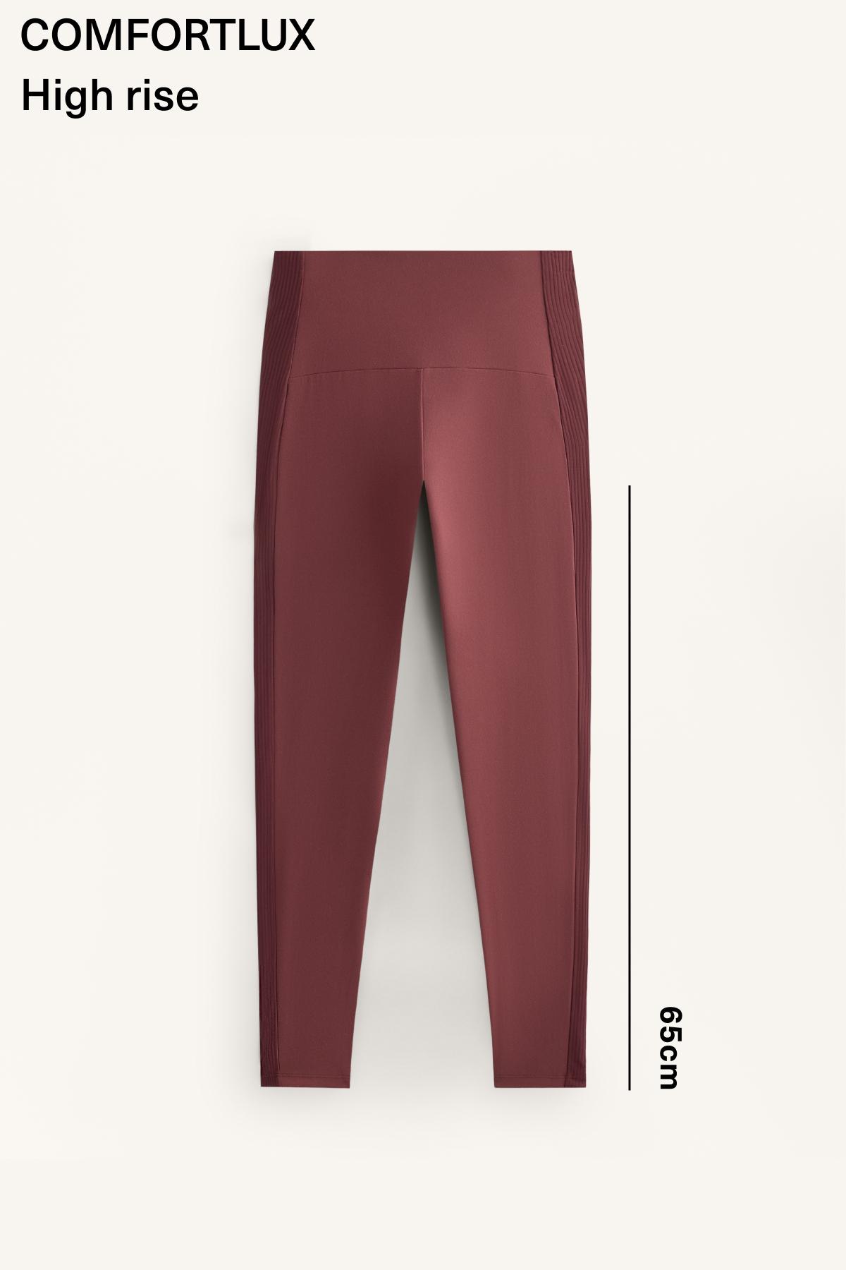 Comfortlux high-rise ankle-length rib leggings — MAROON