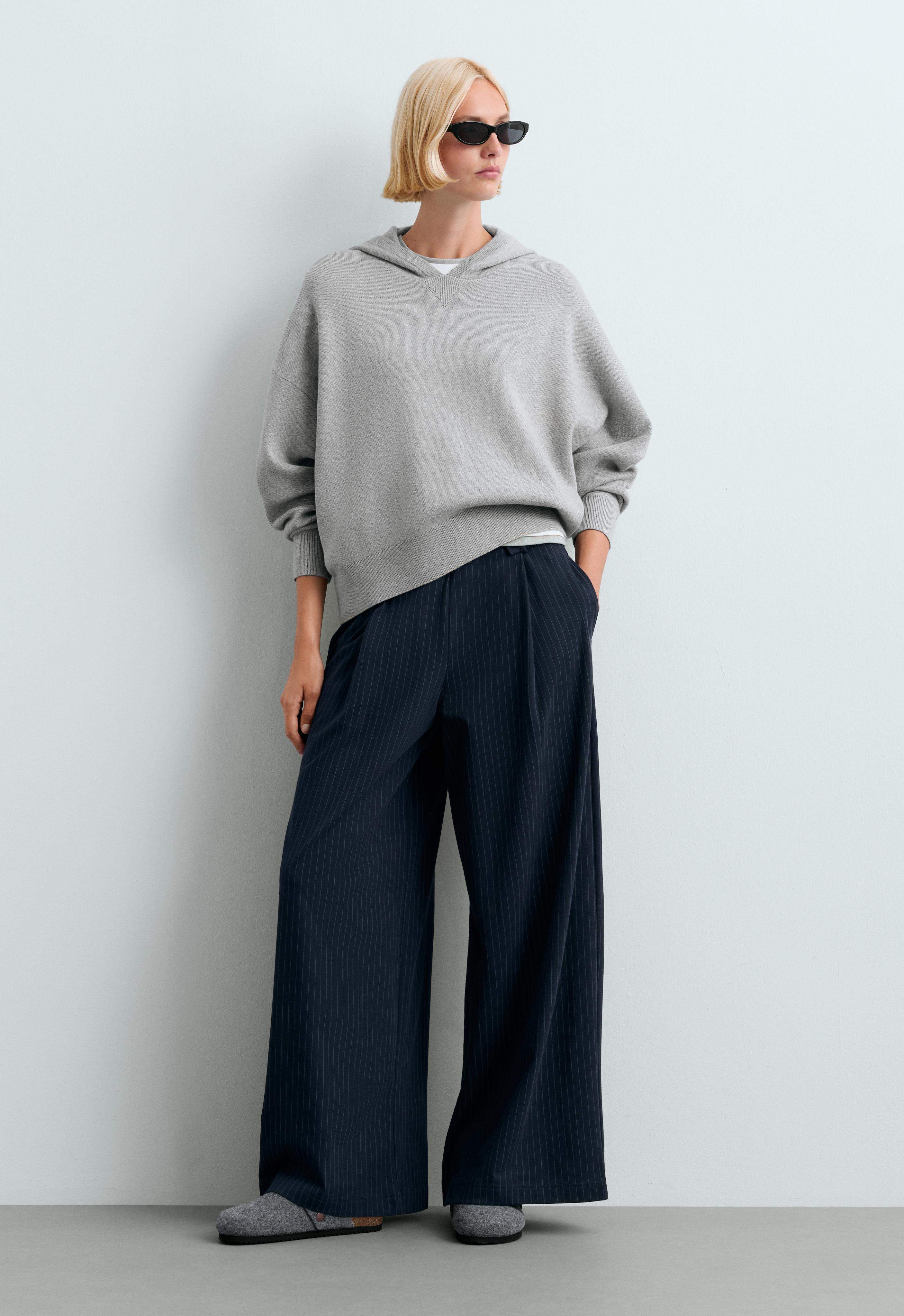 Cotton-blend knit hoodie