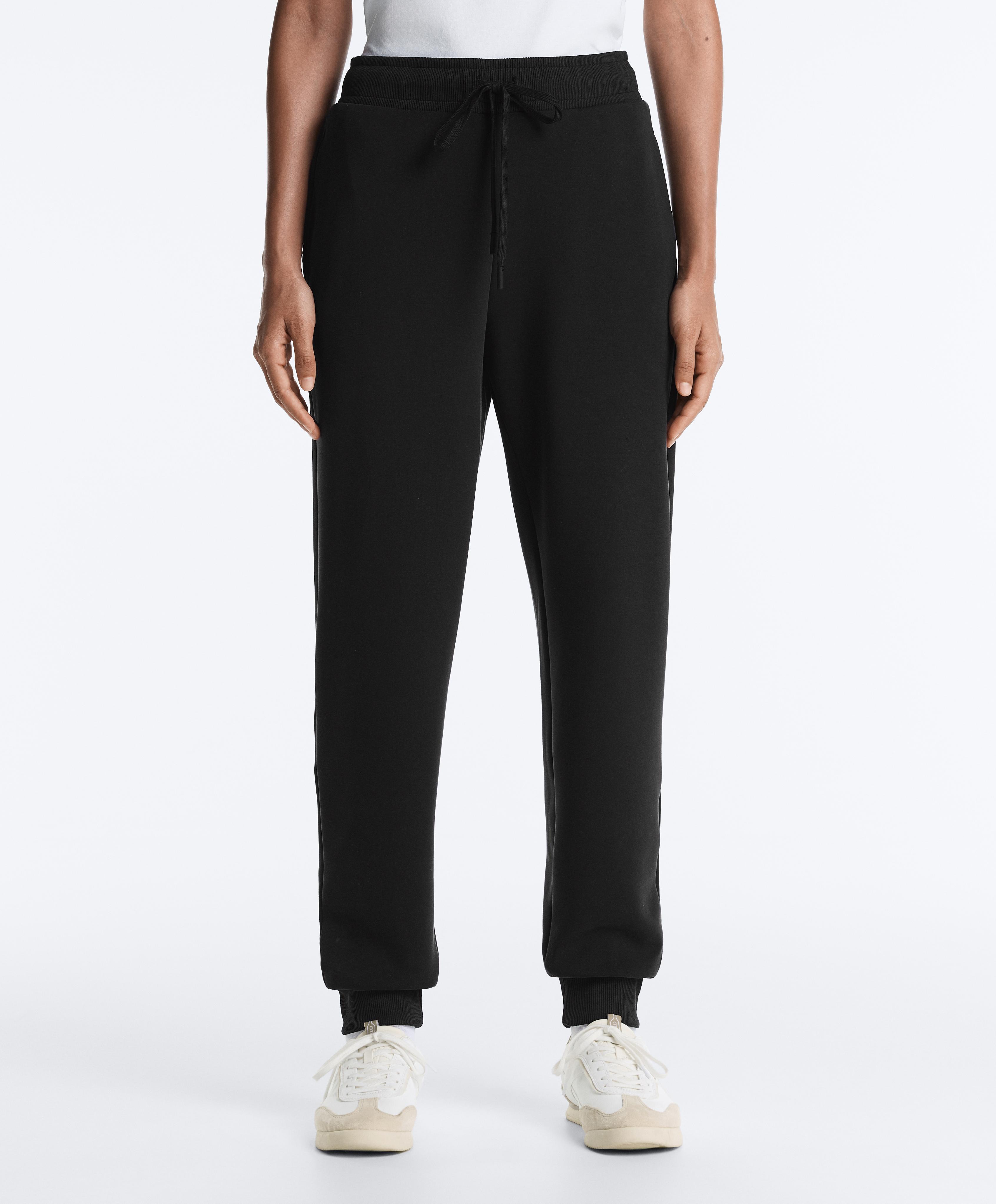 Slim-fit rib modal soft-touch joggers — BLACK