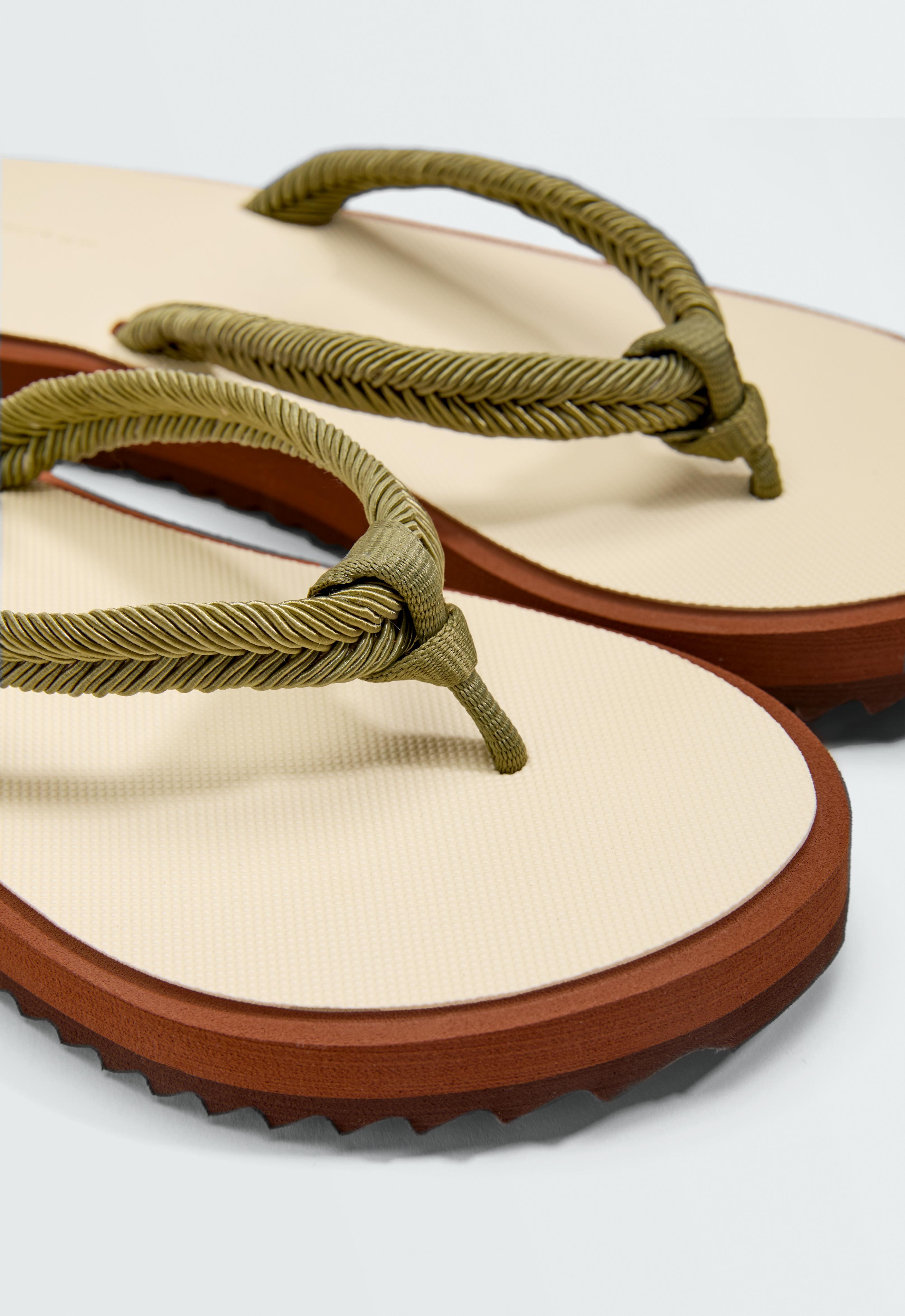 Braided rope beachwear sandals — KHAKI