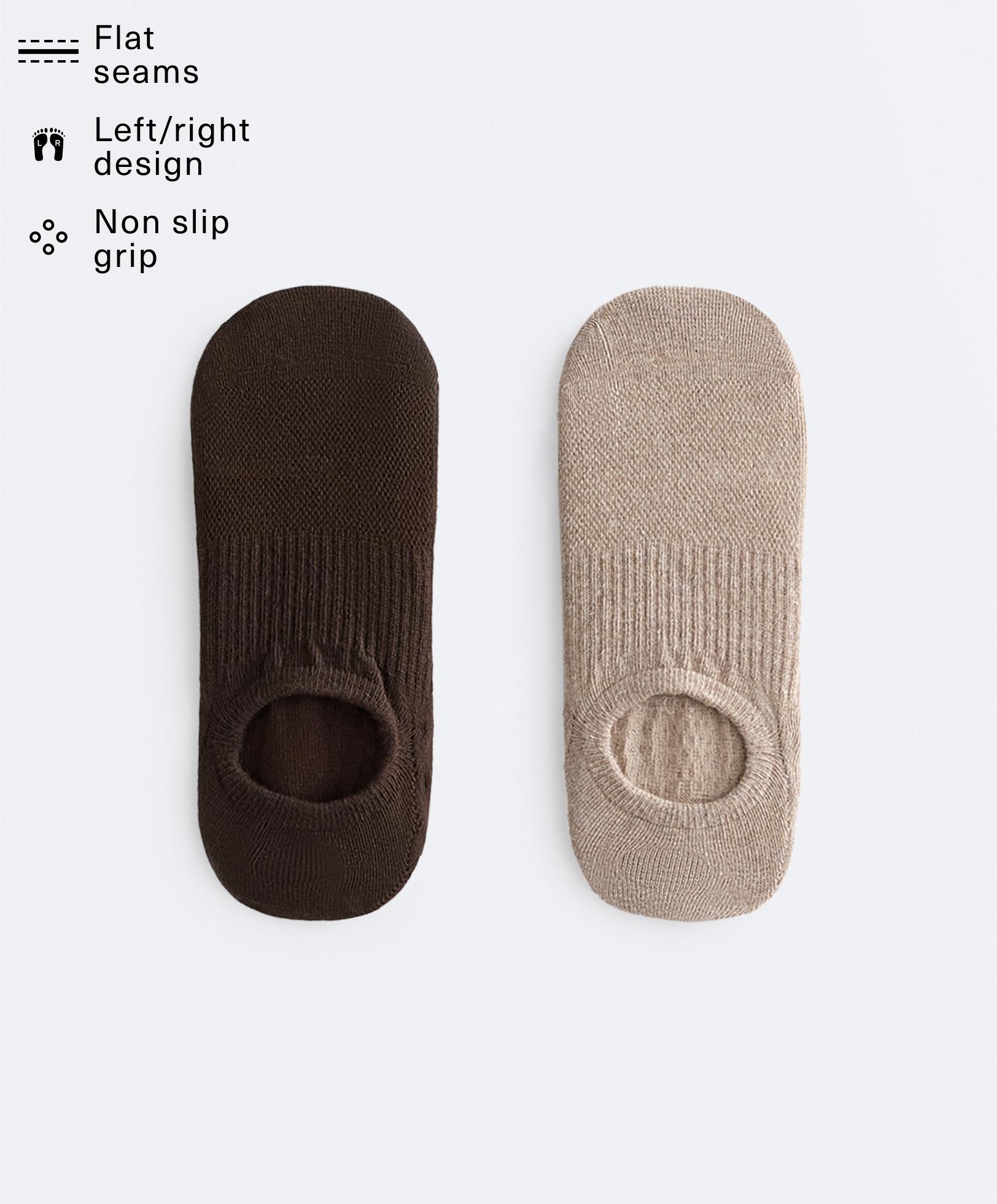 2 pairs of cotton blend yoga and Pilates socks — CHOCOLATE