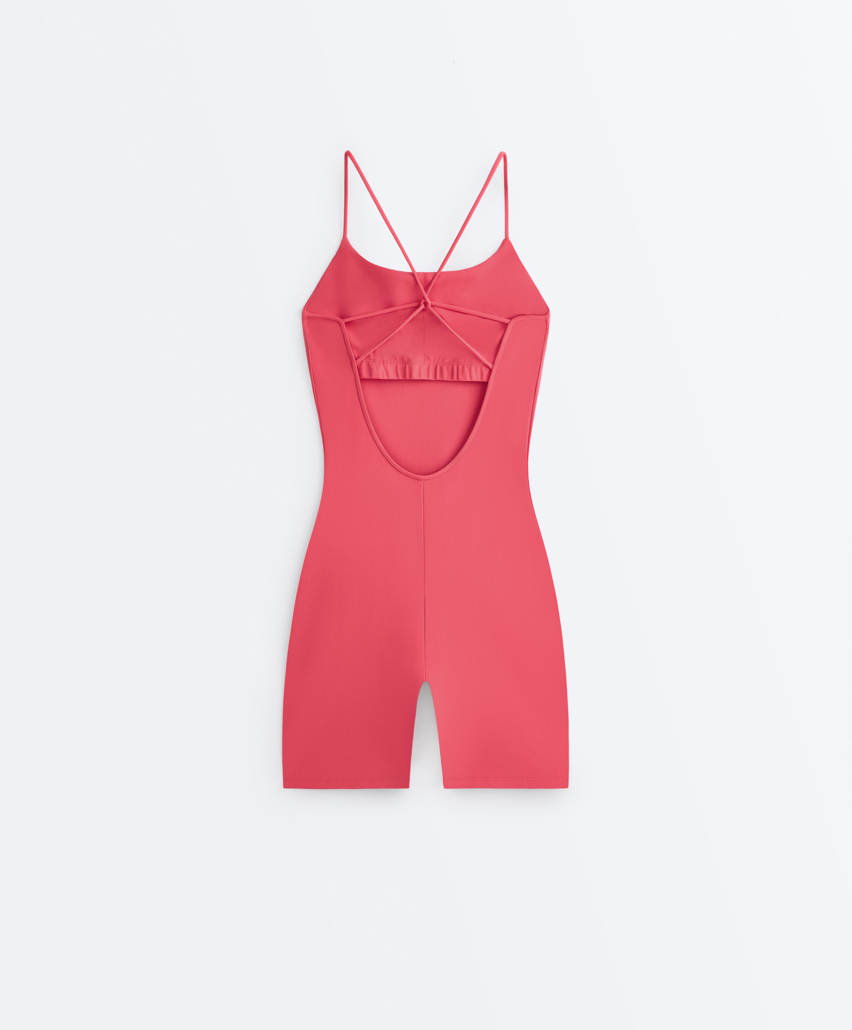 Comfortlux strappy back short jumpsuit — WASHED RED
