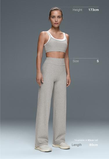 Comfortlux high-waisted straight-leg heathered trousers — GREY MELANGE 5