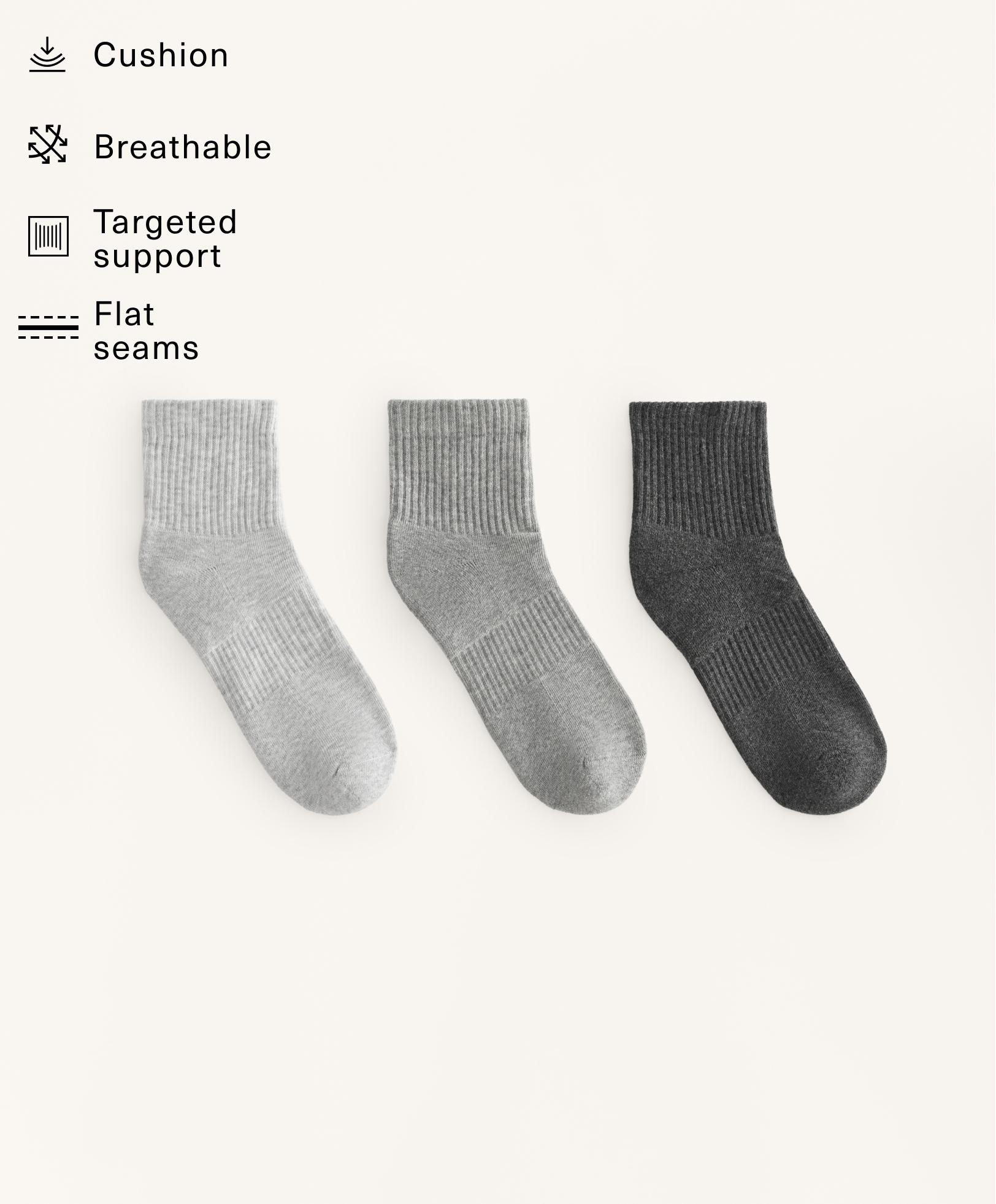3 pairs of cotton blend quarter sports socks 3 pairs of cotton blend quarter sports socks