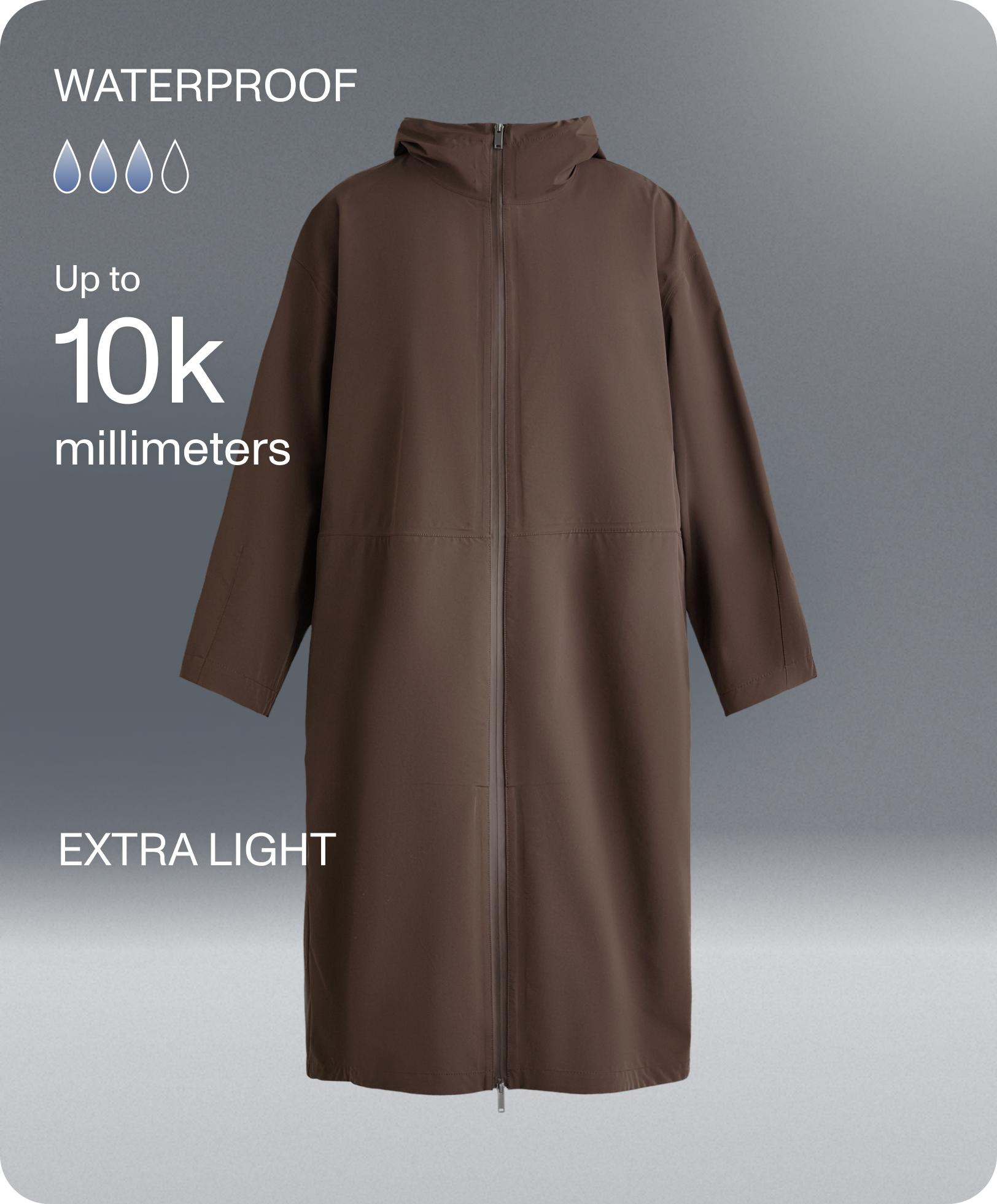 10K waterproof extra-lightweight long jacket