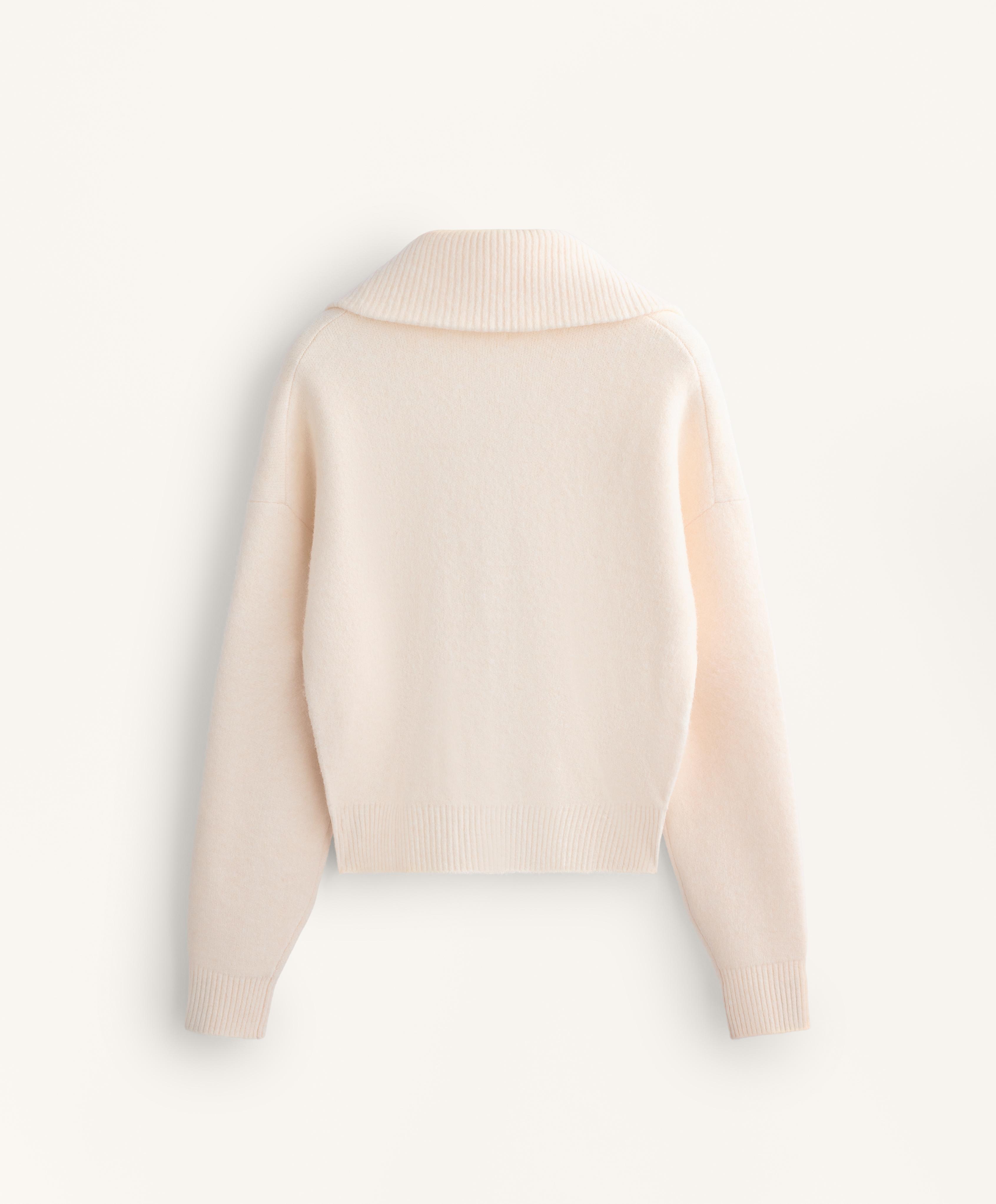 Knit jacket with high collar — ECRU