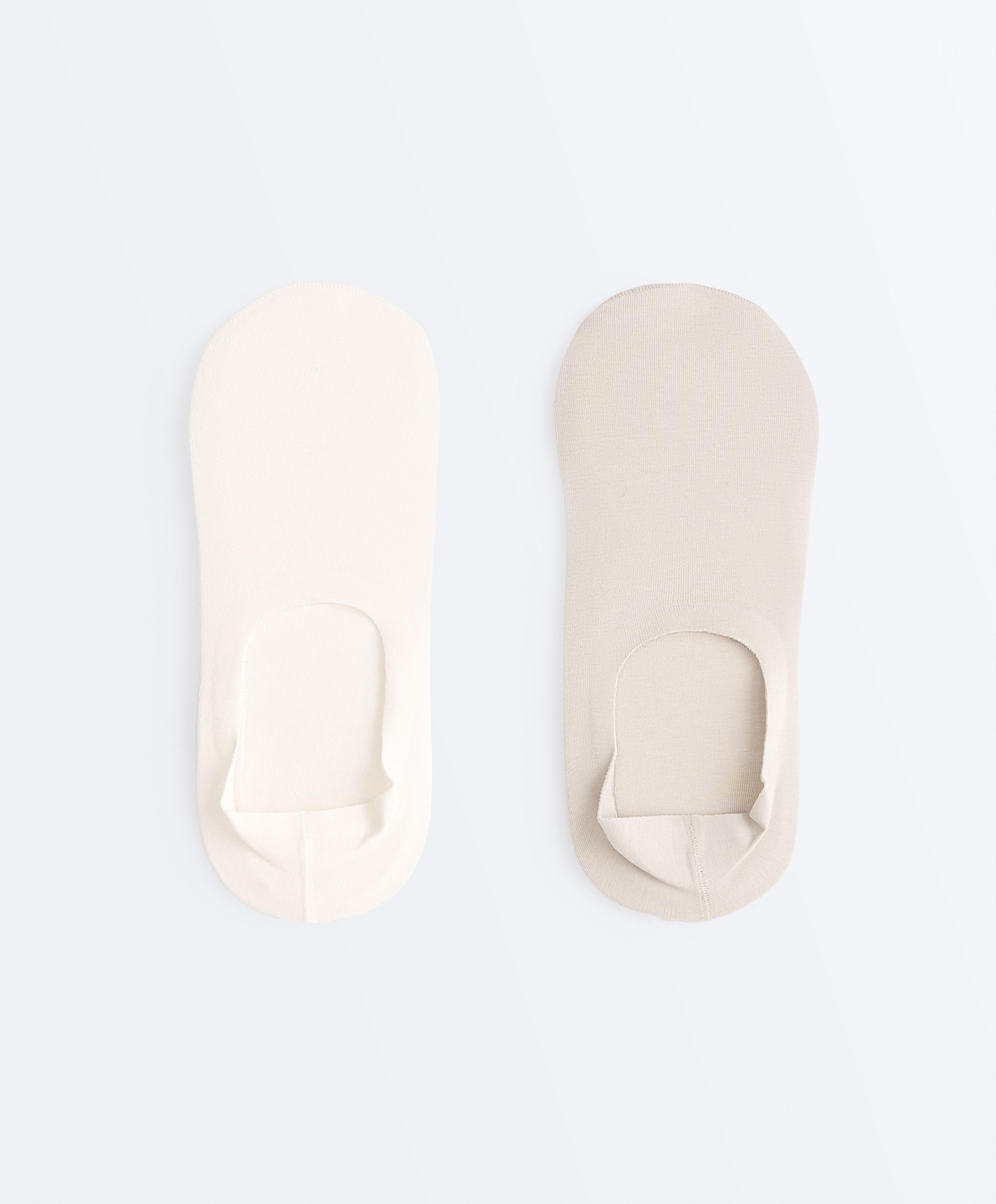2 pairs of high-cut ribbed cotton blend invisible socks