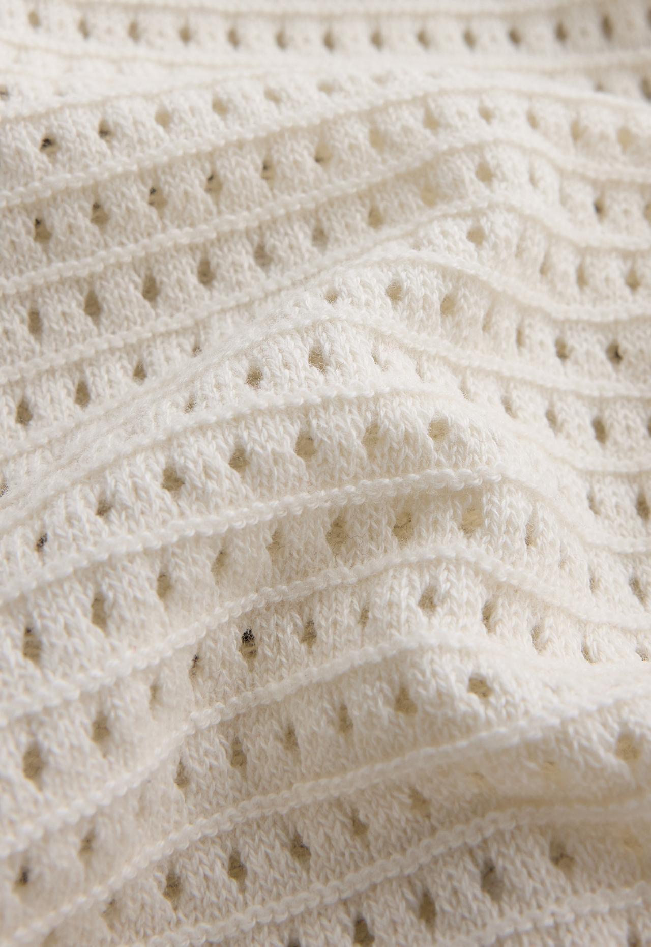 Cotton-blend open knit jumper — PALE ECRU