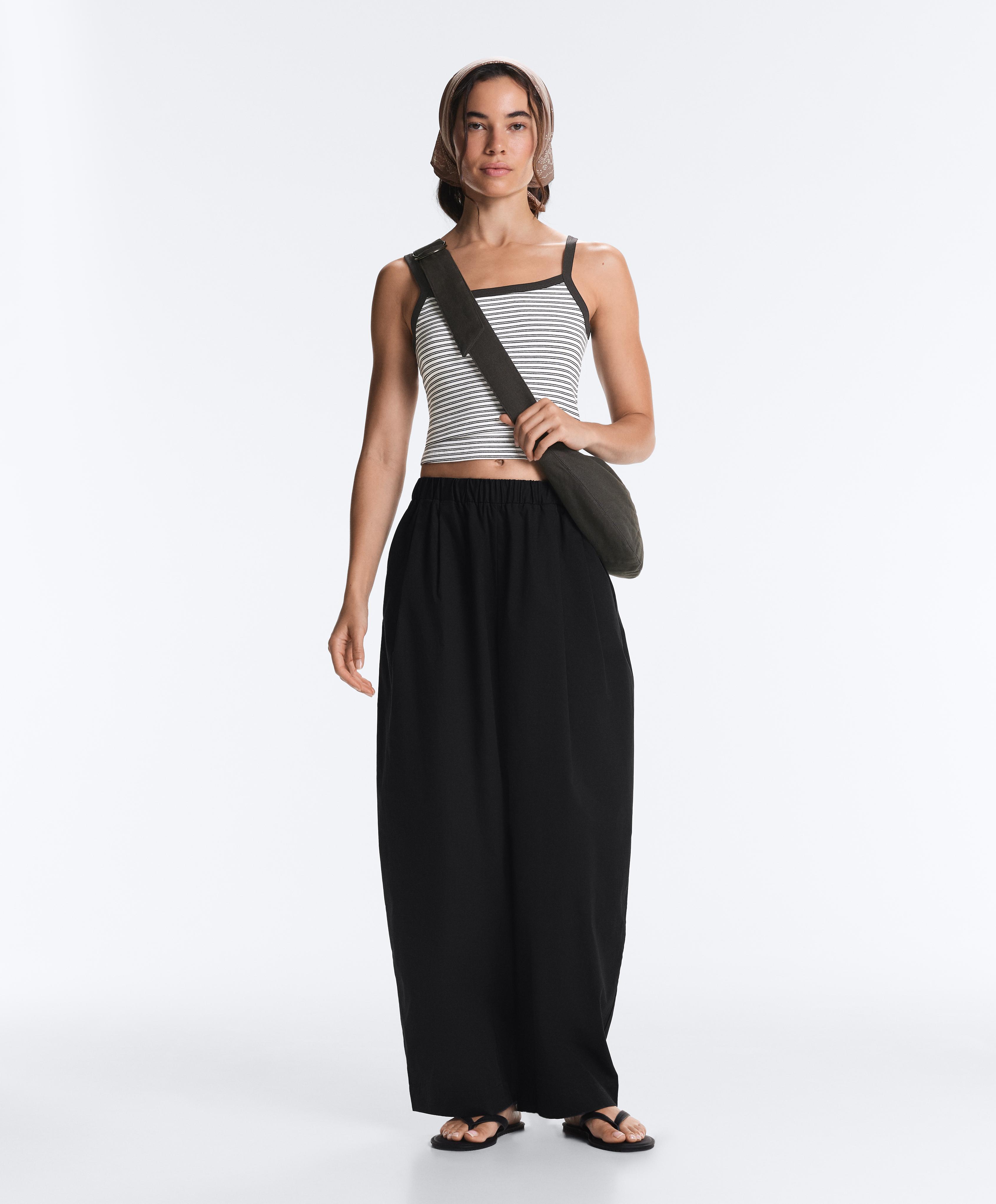 100% cotton tapered trousers — BLACK