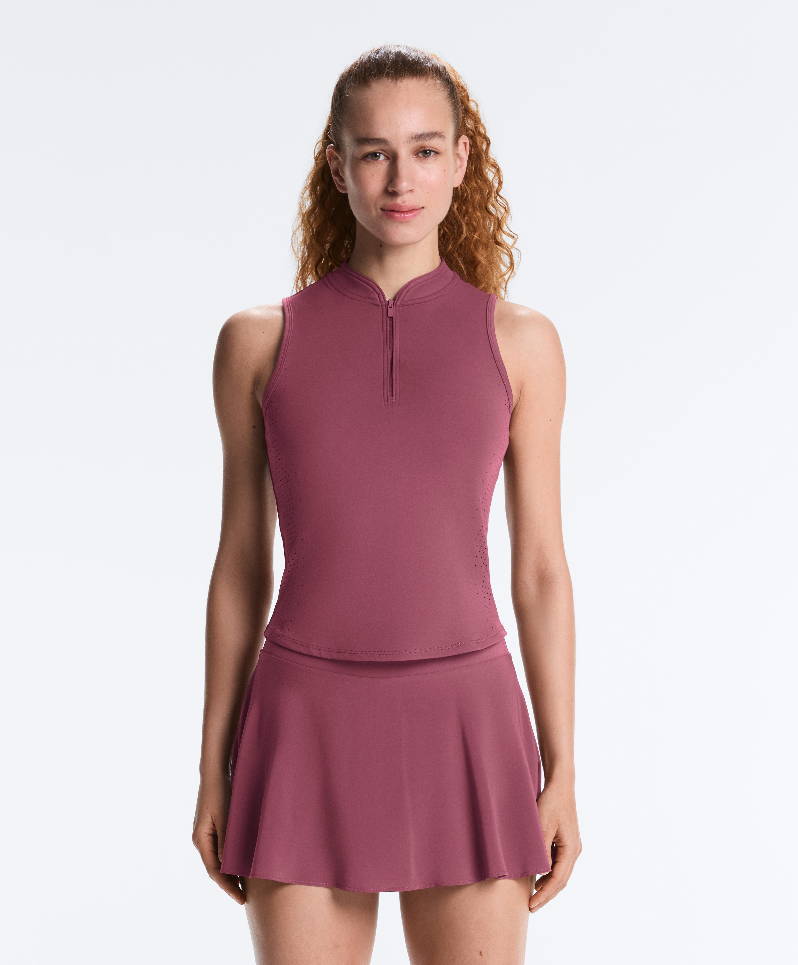 Technical sleeveless T-shirt with half zip — DUSTY ROSETTE