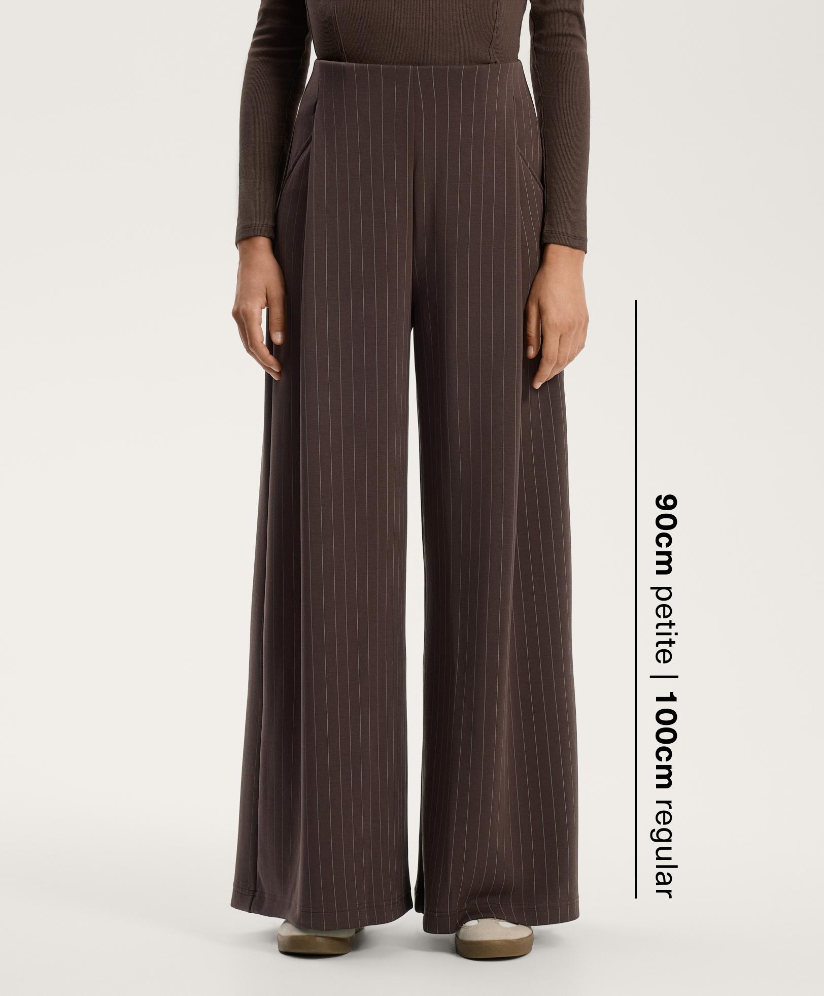 Pantalon large à rayures en modal au toucher doux Pantalon large à rayures en modal au toucher doux