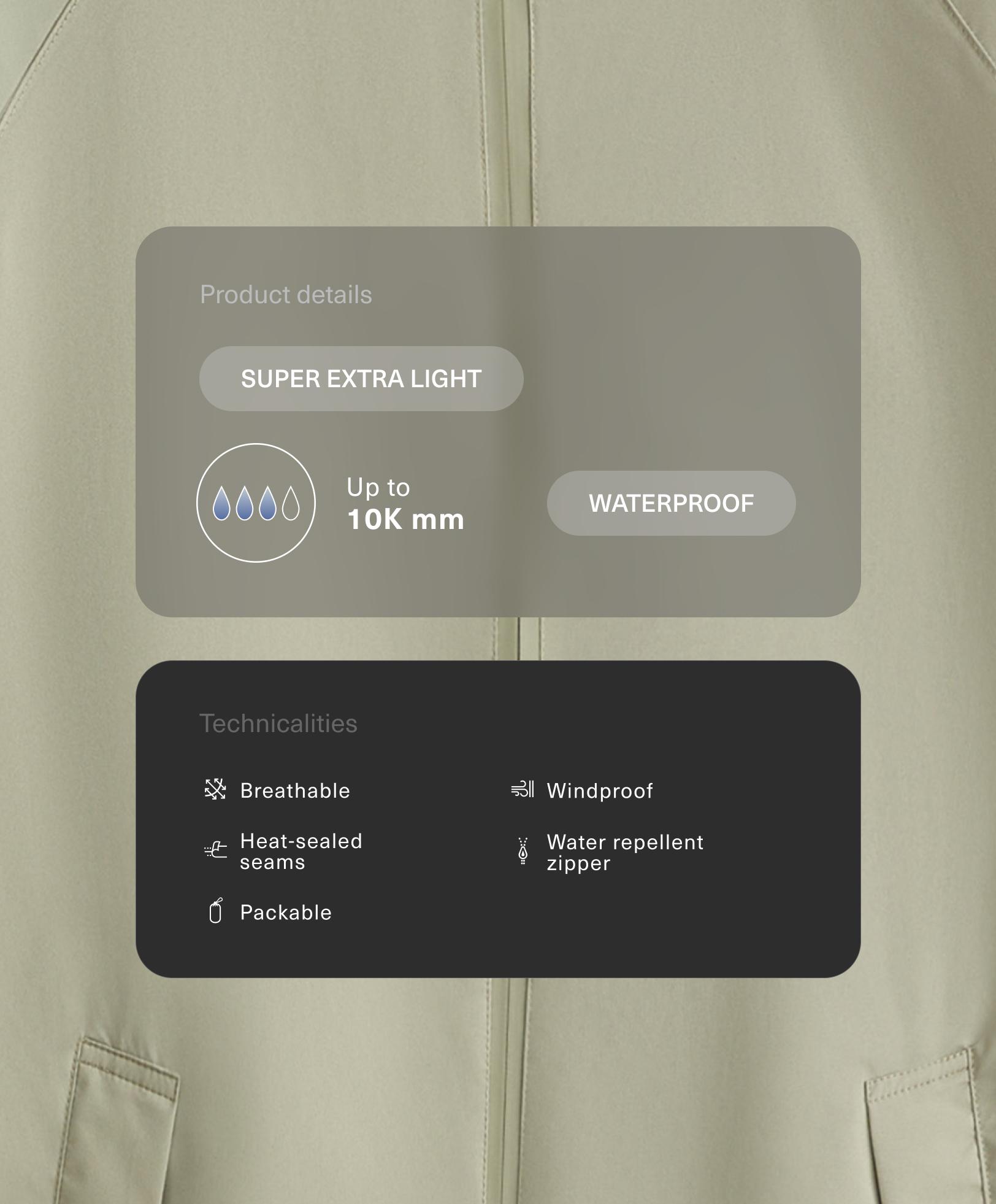 Ülimalt kerge pakitav veekindel jope 10k