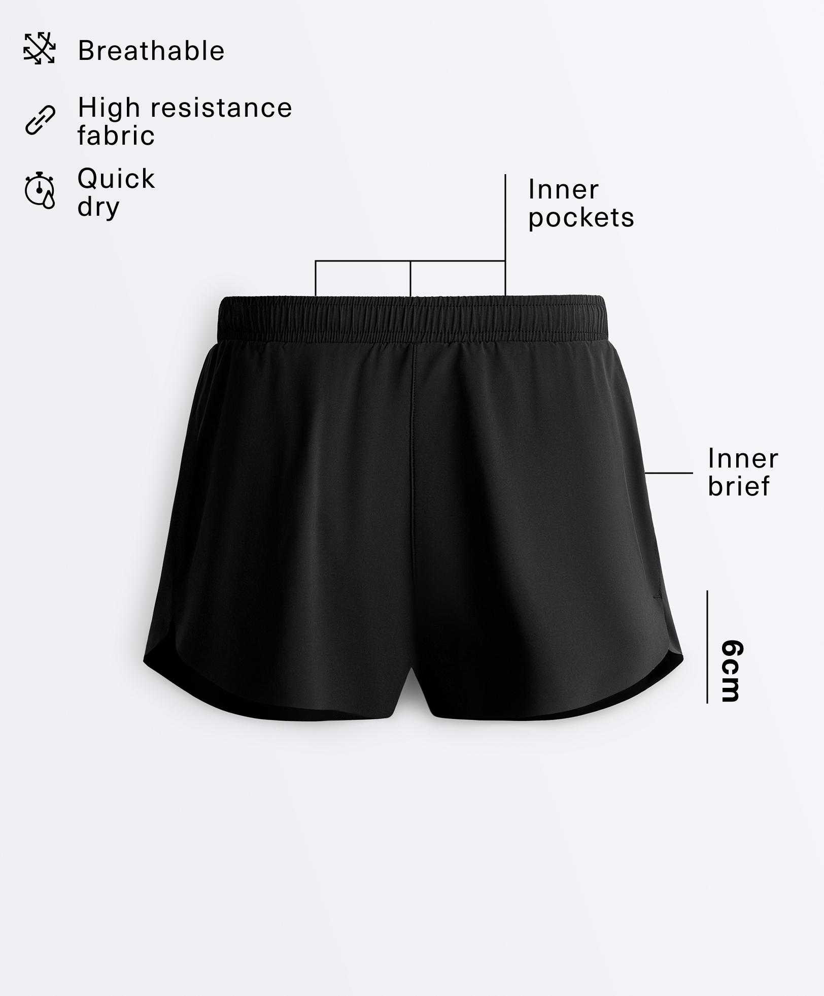 Funktionsshorts Mid rise 6 cm