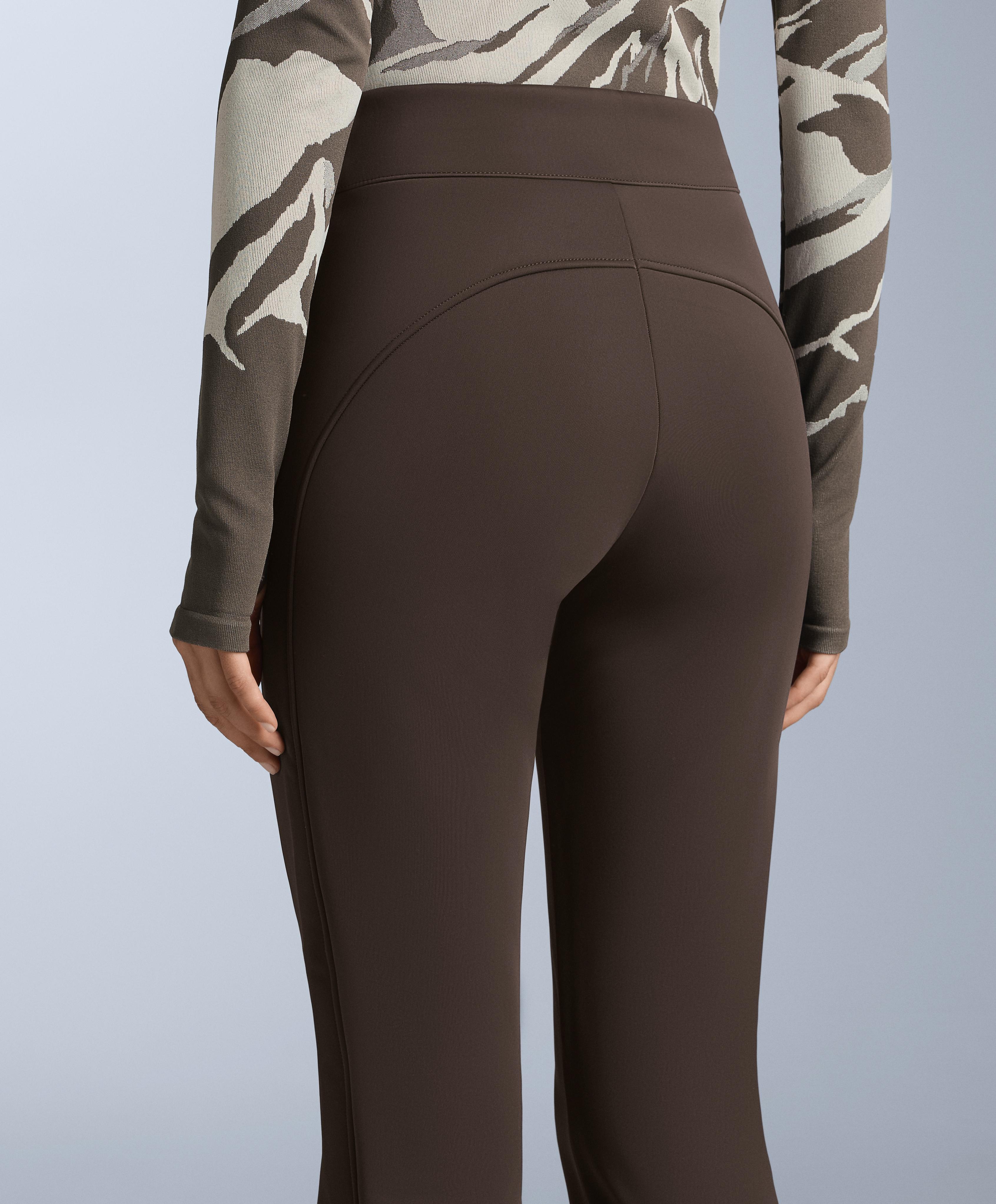 Water-resistant full length flare stretch SKI trousers — DARK BROWN