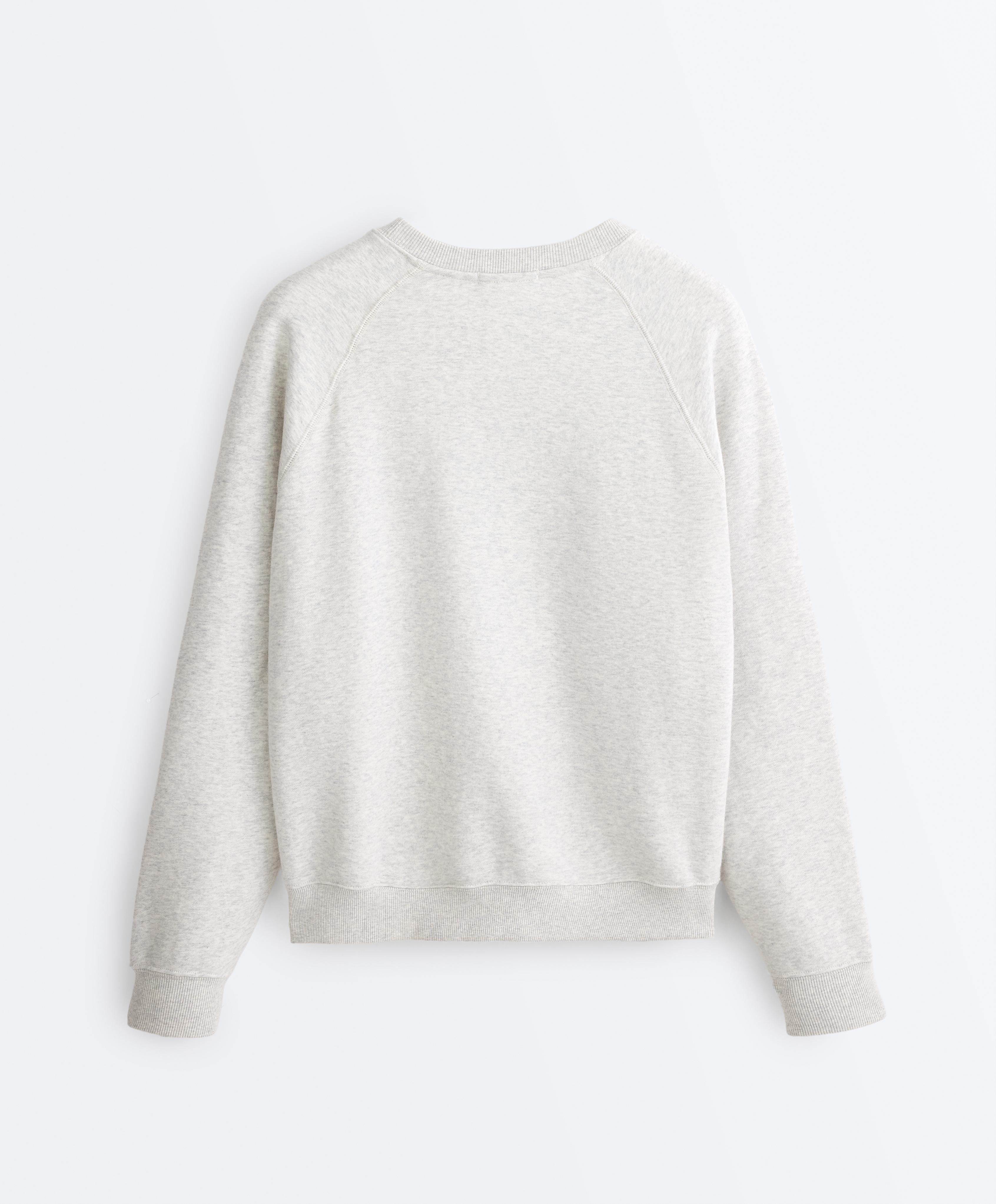 Yuvarlak yaka melanj pamuk karışımlı sweatshirt - Görsel 10