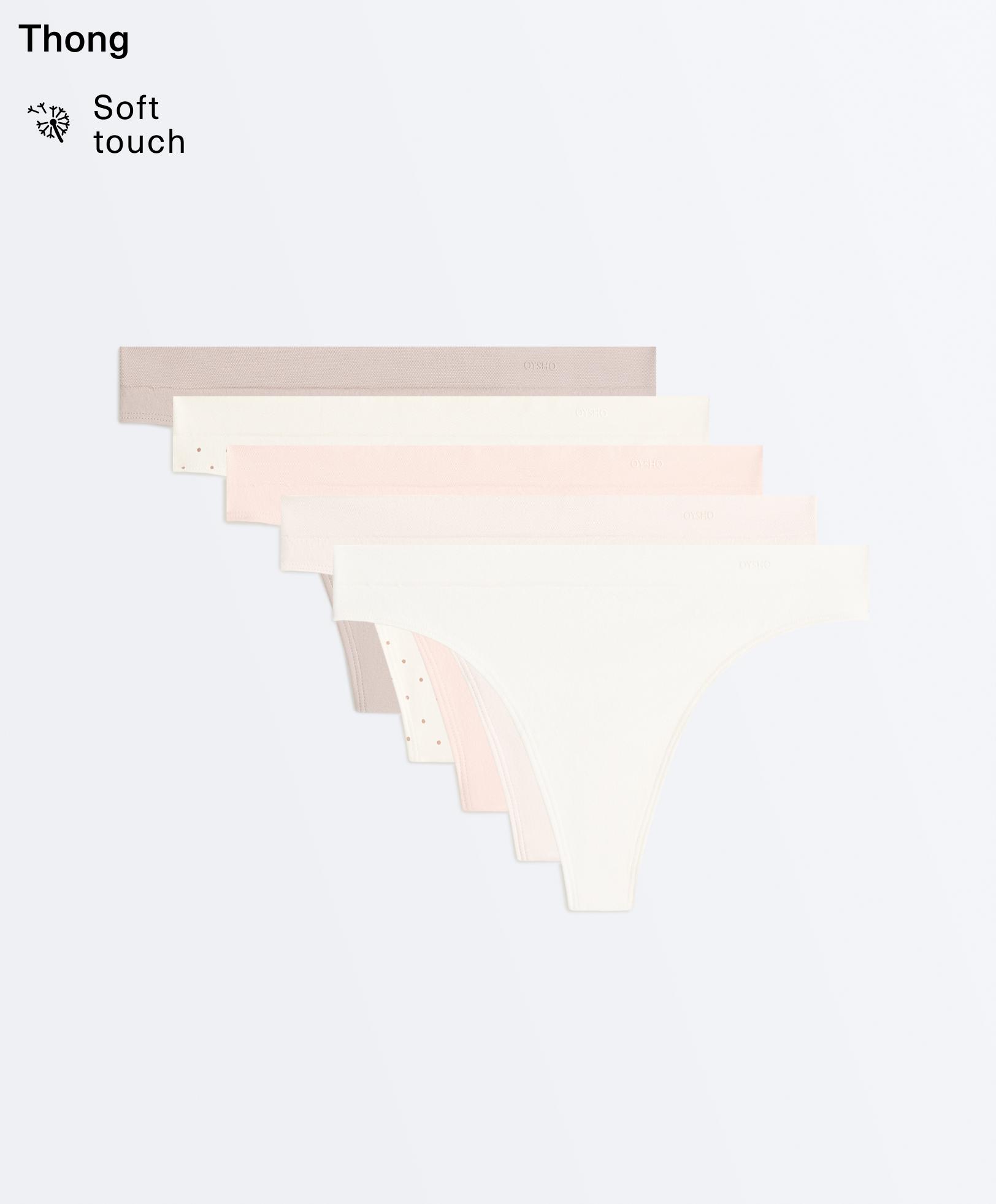 5 seamless soft-touch thongs — MINK