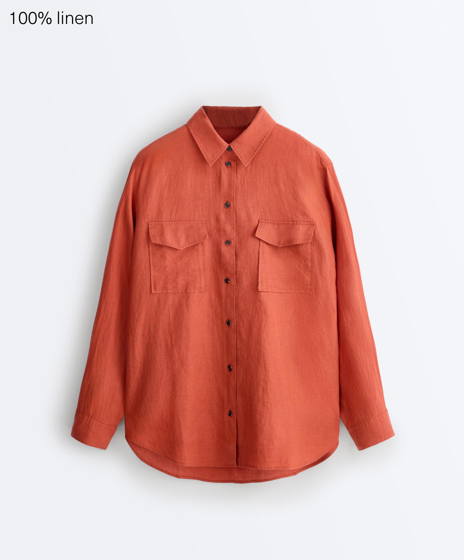 100% linen shirt with pockets