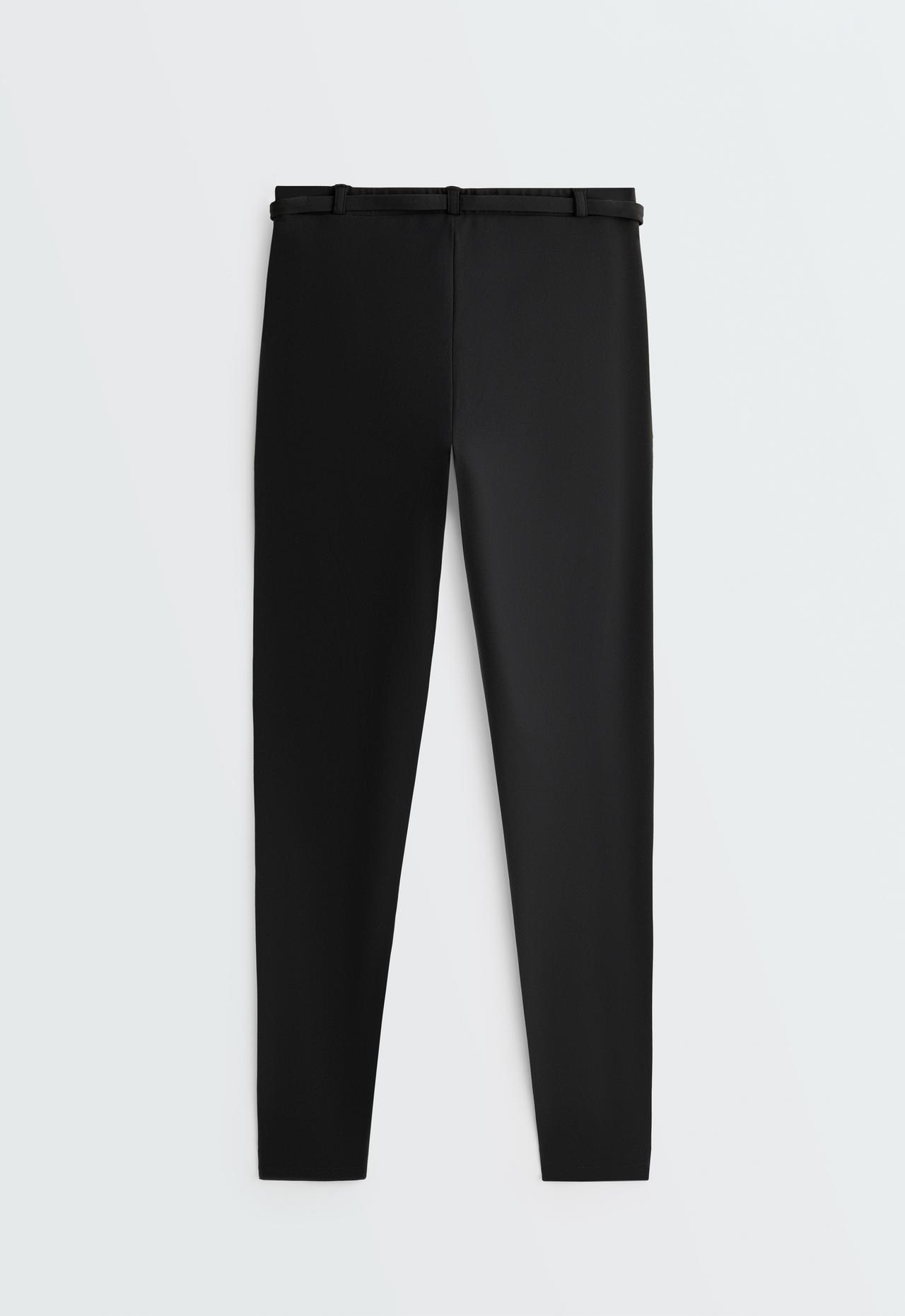Comfortlux high-rise 65cm ankle-length leggings with belt — BLACK