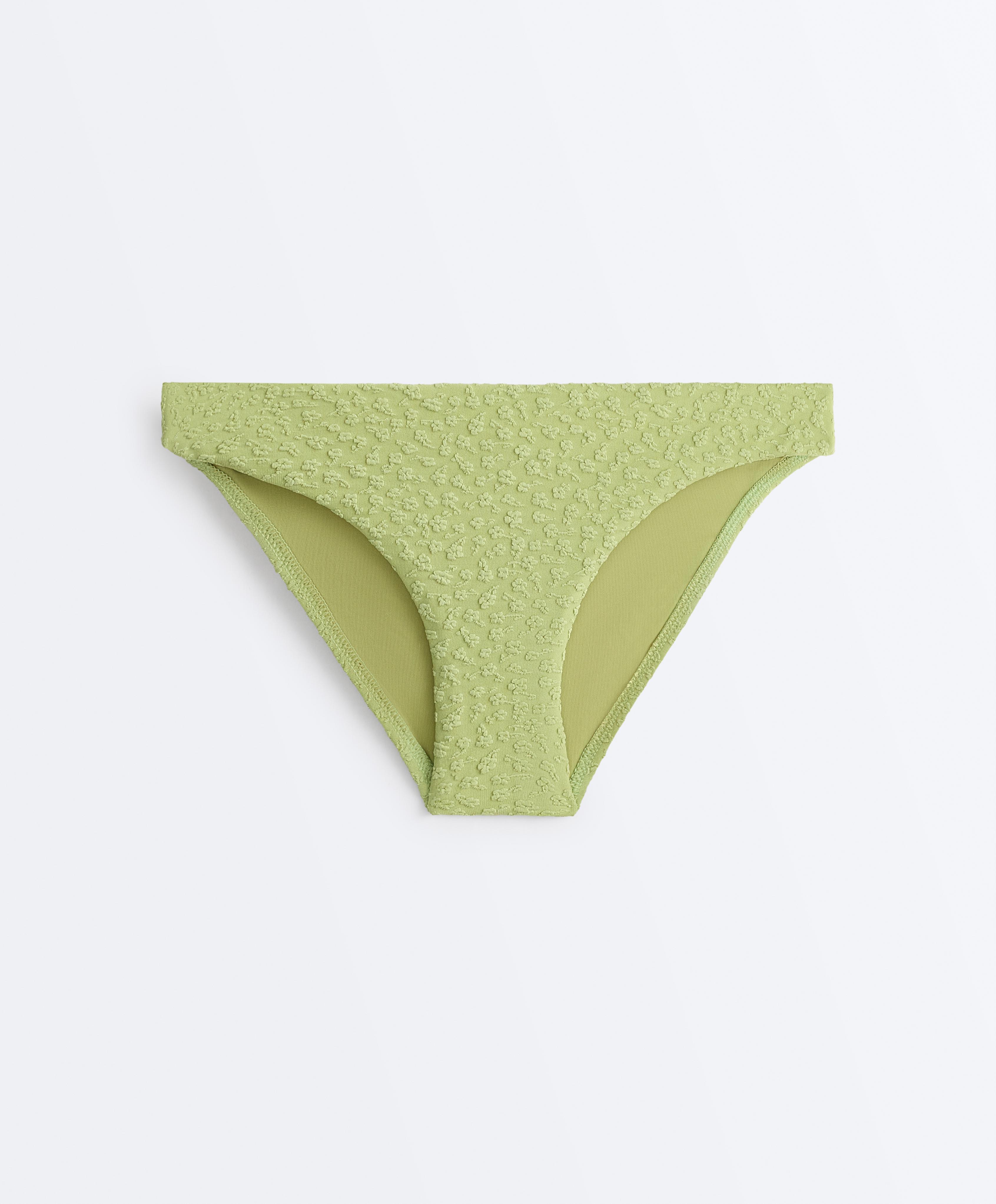 Floral jacquard classic bikini briefs — APPLE GREEN