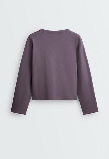 Relaxed long sleeve 100% cotton T-shirt — MAUVE 6