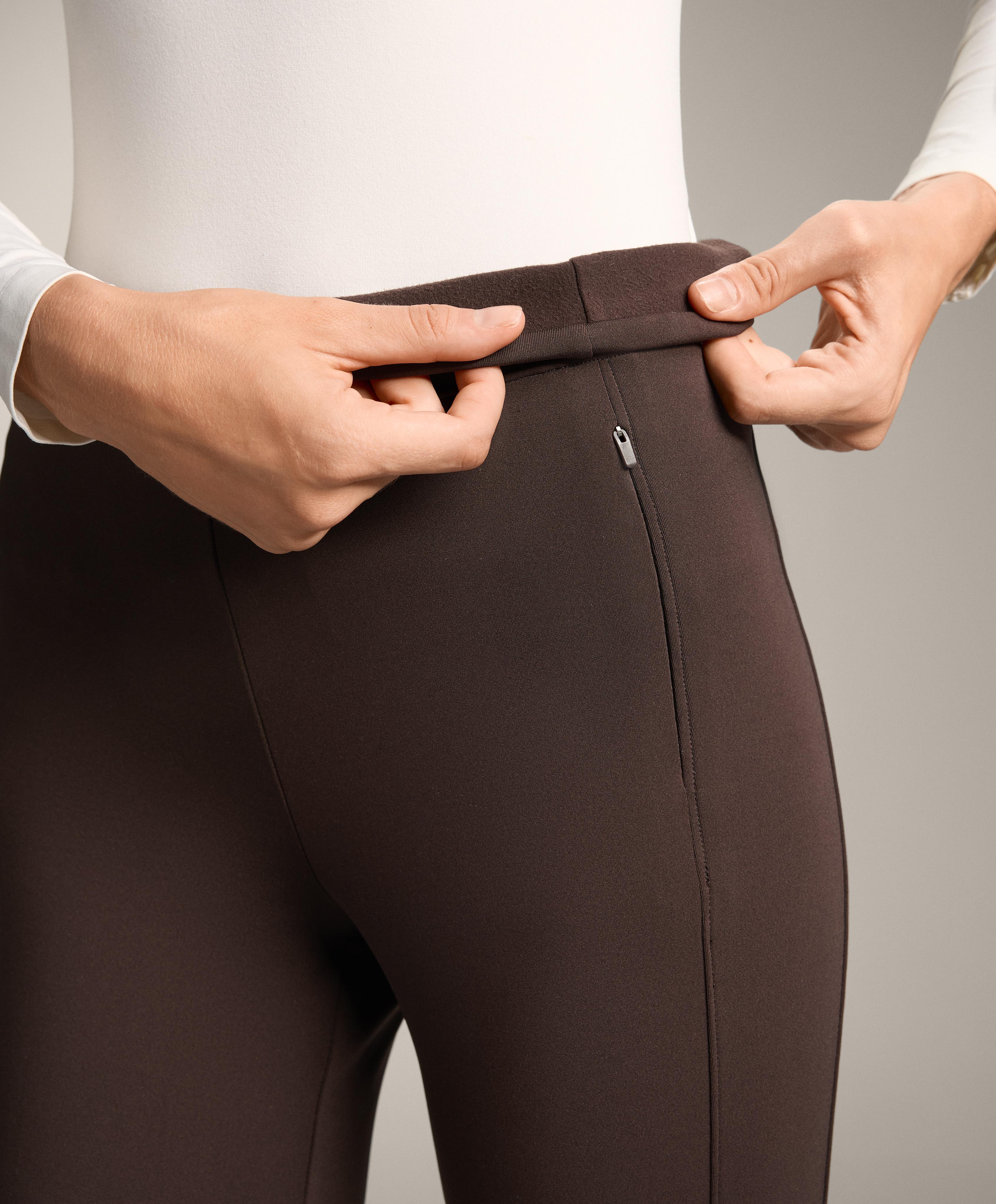 Warm high-rise ankle-length leggings with pockets 70 cm — DARK REDDISH‑BROWN