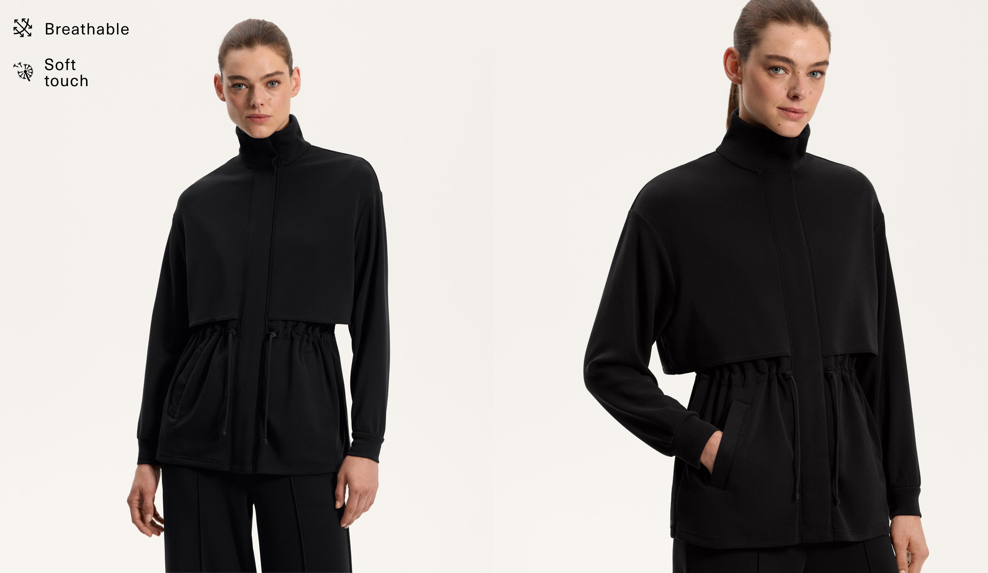 Long soft-touch jacket with modal and pockets Long soft-touch jacket with modal and pockets