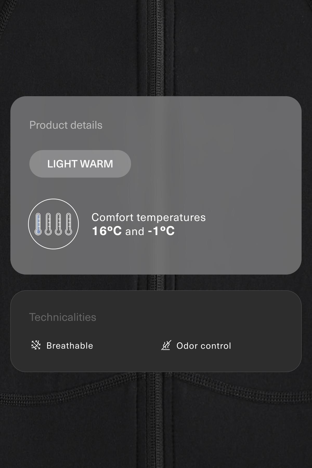 Light warm technical jacket with seams — BLACK
