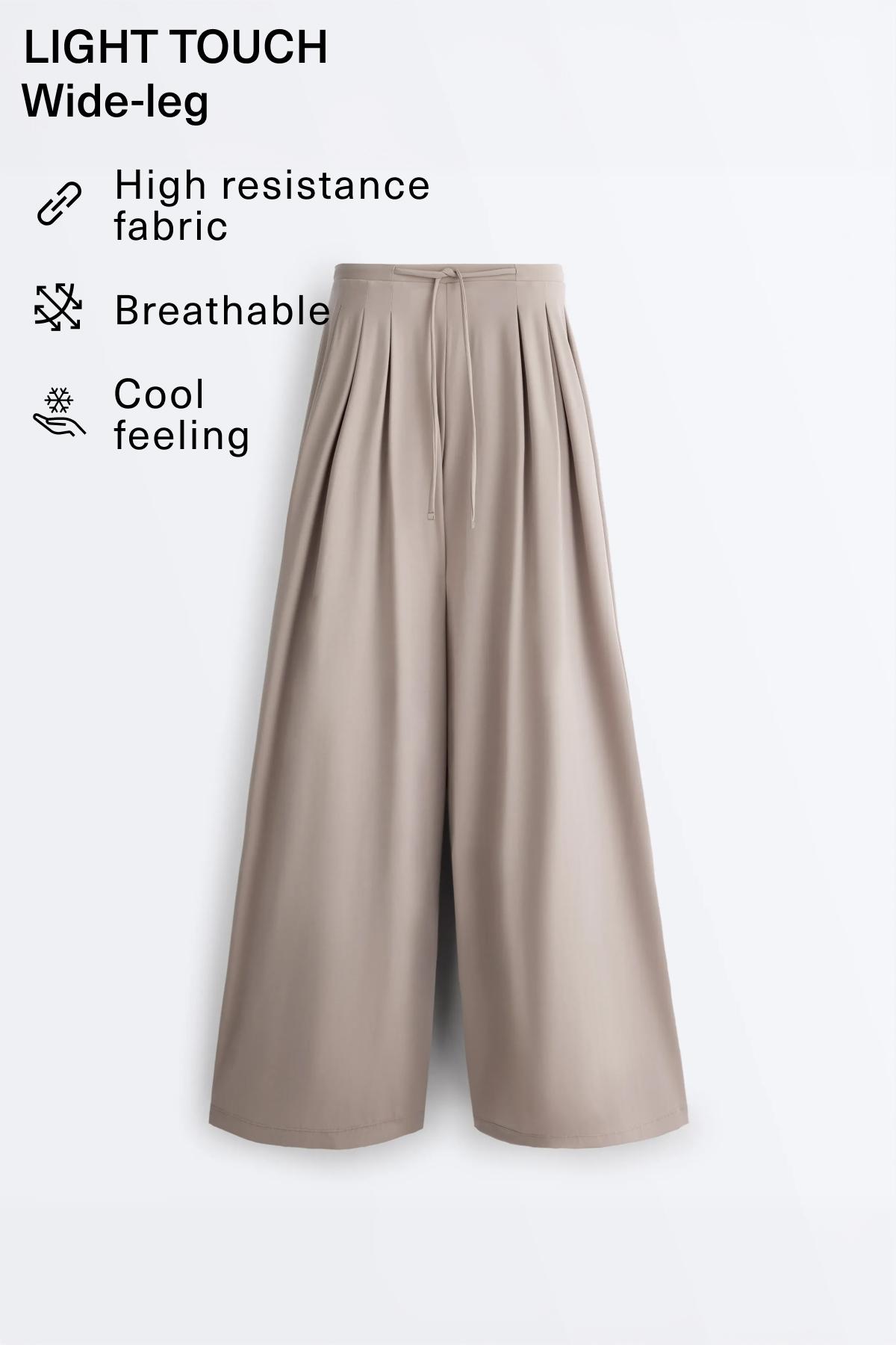 Light Touch wide leg trousers — PALE TAUPE