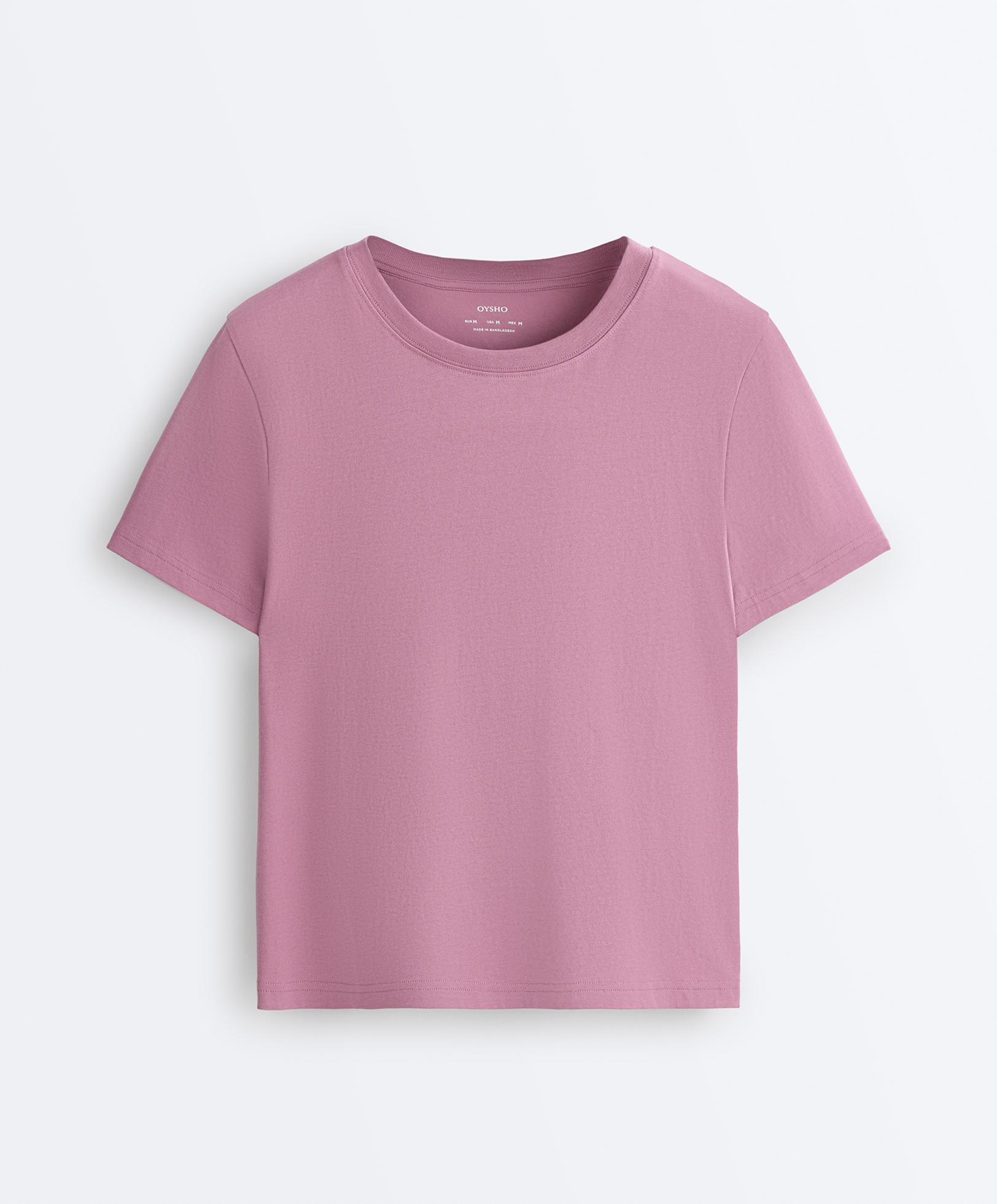 Regular cotton blend short-sleeve T-shirt — MAUVE PINK