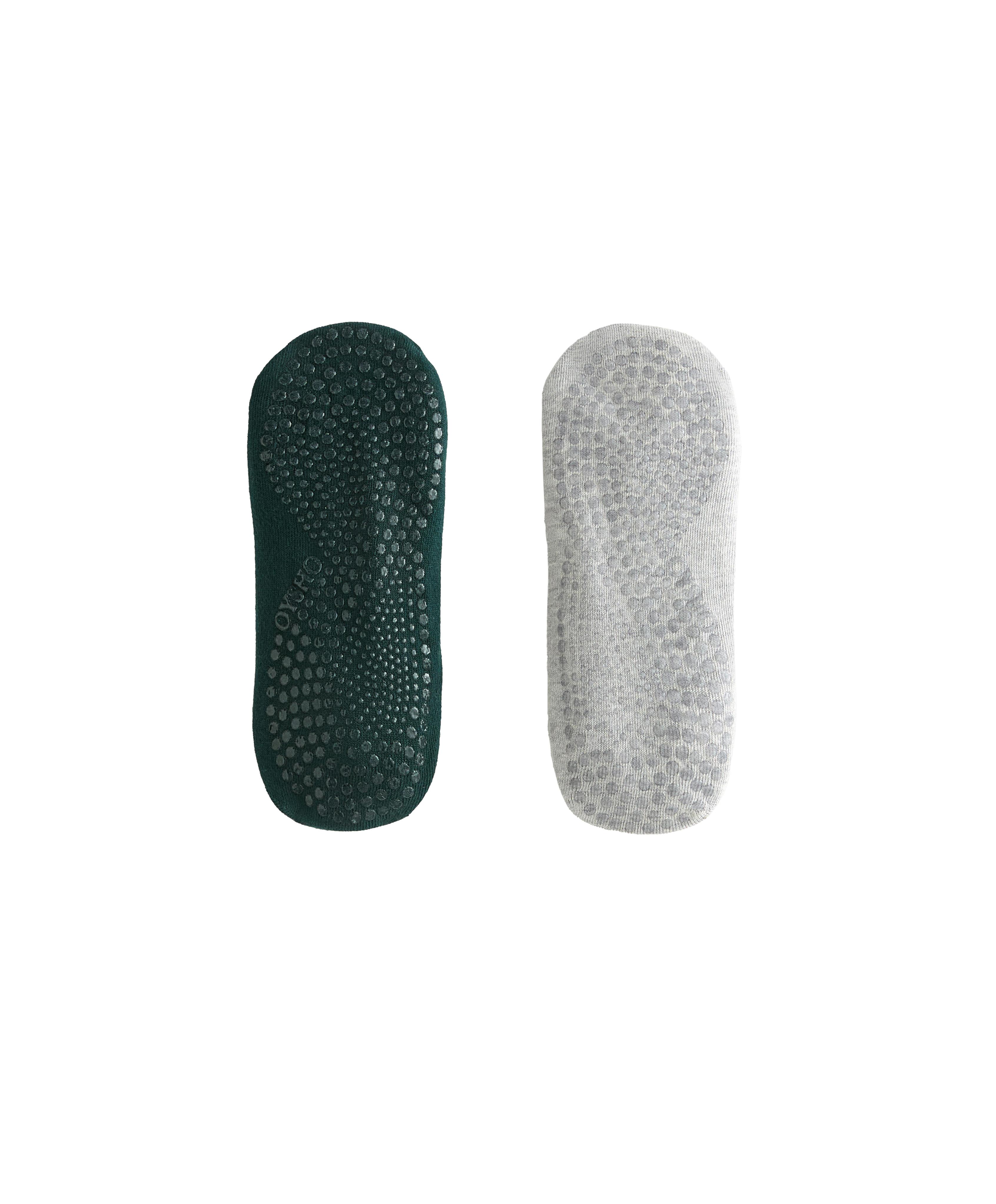 2 pairs of cotton blend yoga and Pilates socks with crossover straps — PETROL