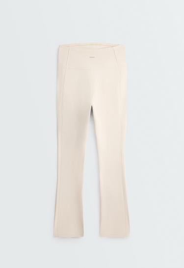 Warm maternity Flare trousers with zips — ECRU 7
