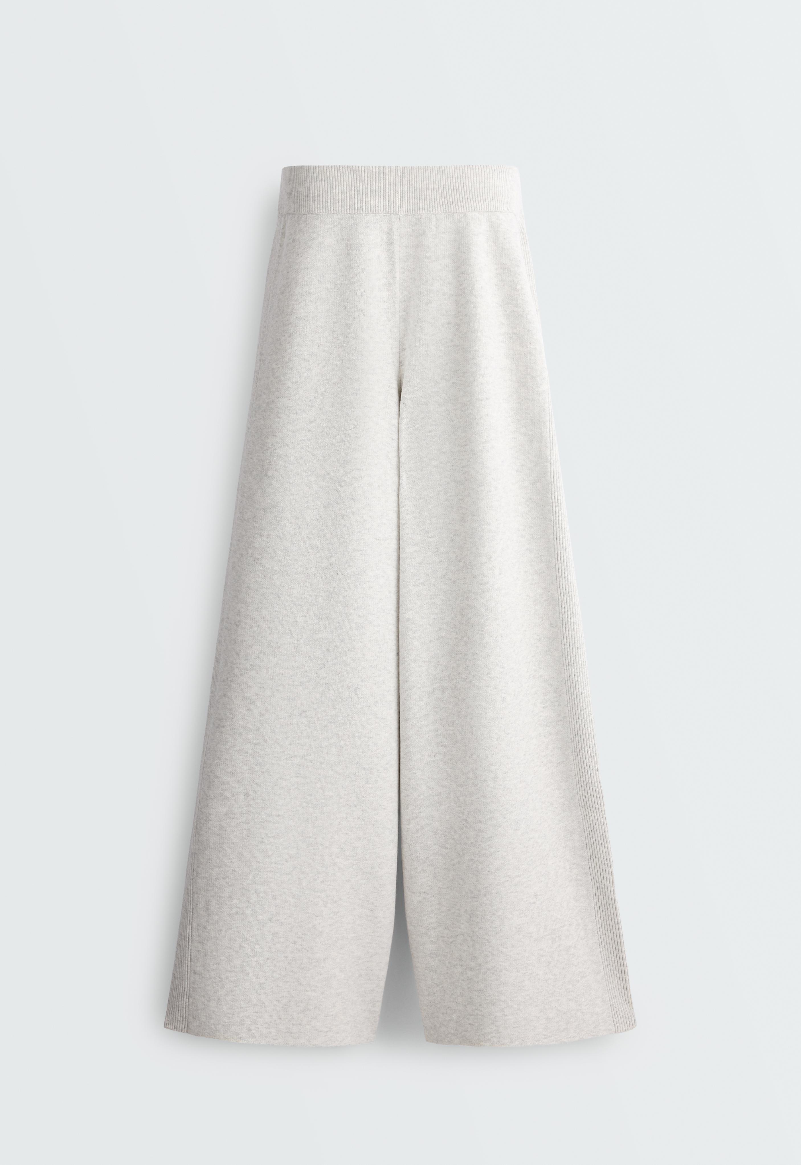Weite, gerade geschnittene Hose mit Rib-Detail