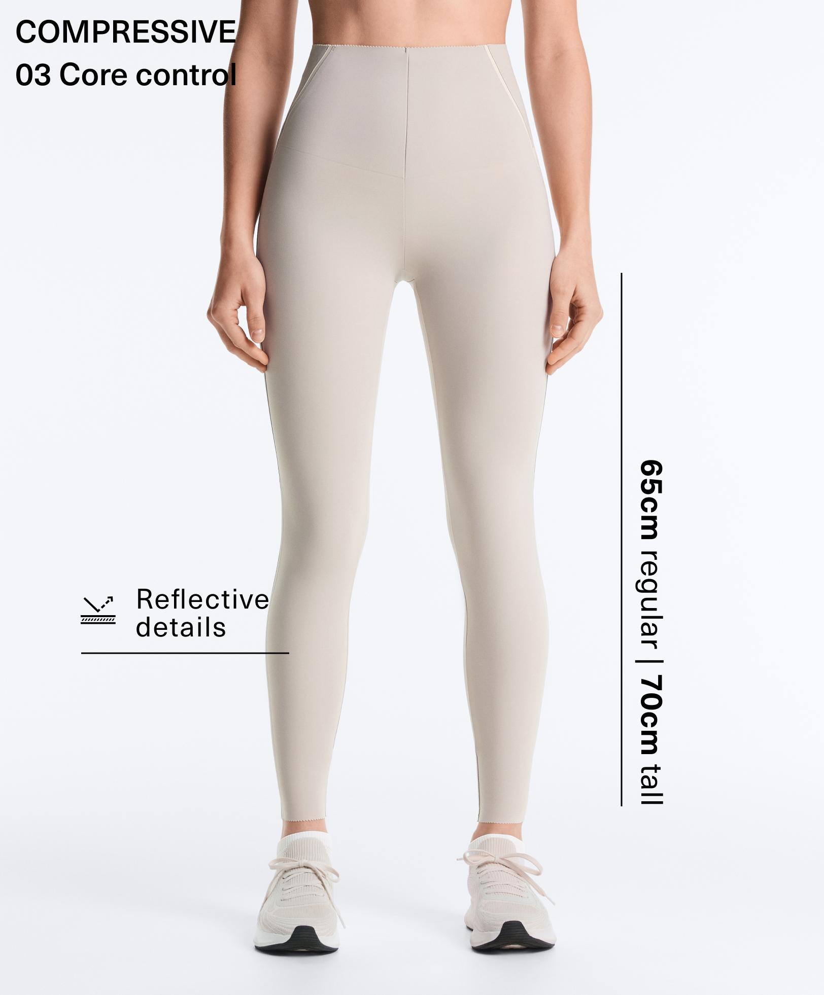 High-rise Compressive reflective core control ankle-length leggings