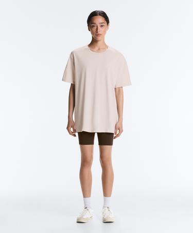 Oversize cotton blend short-sleeved T-shirt — SAND 2