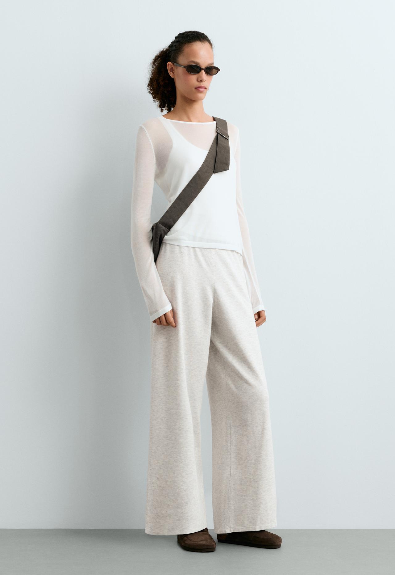 Straight-fit knit trousers — PALE GREY MELANGE